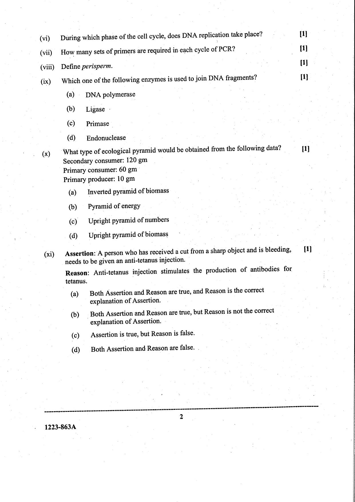 ISC Class 12 Biology 2023 Question Paper - Page 2