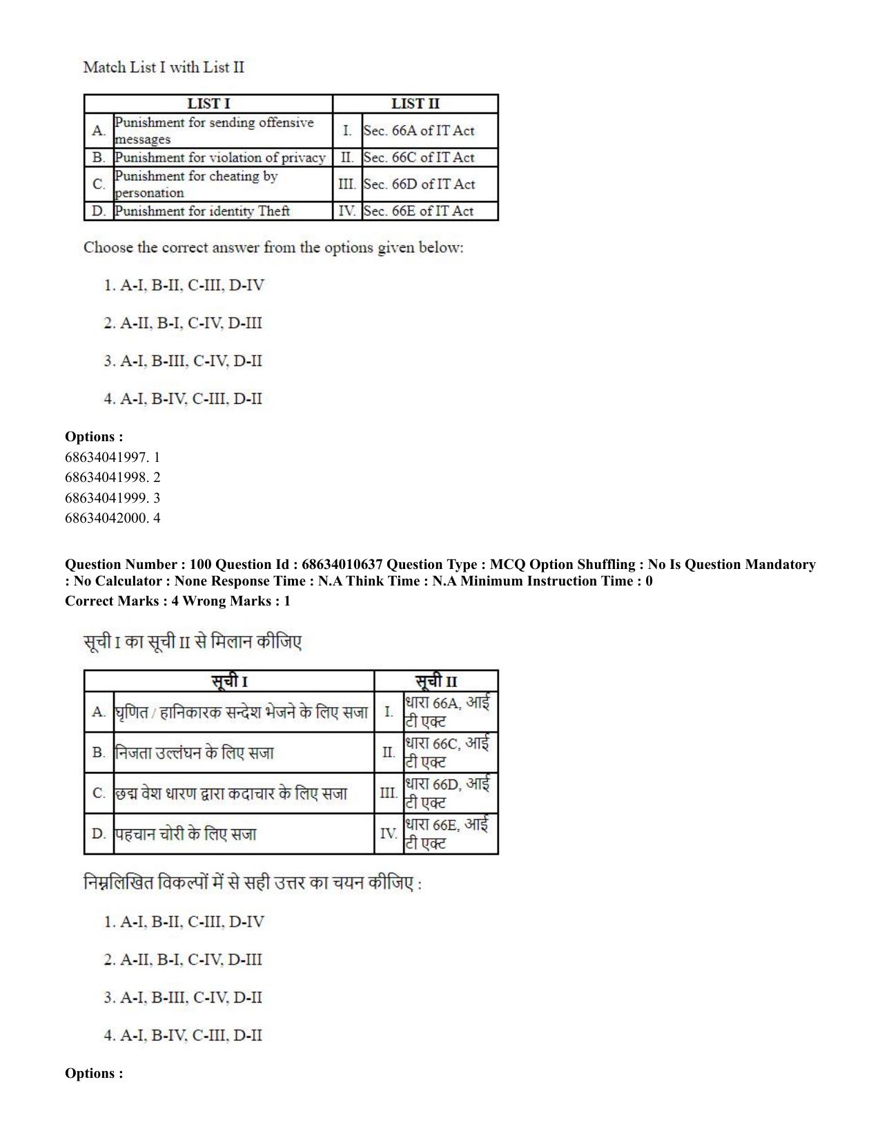 CUET PG 2023:COQP14 – LLM (Hindi)-Shift 1 (09-06-2023) Question Paper - Page 98