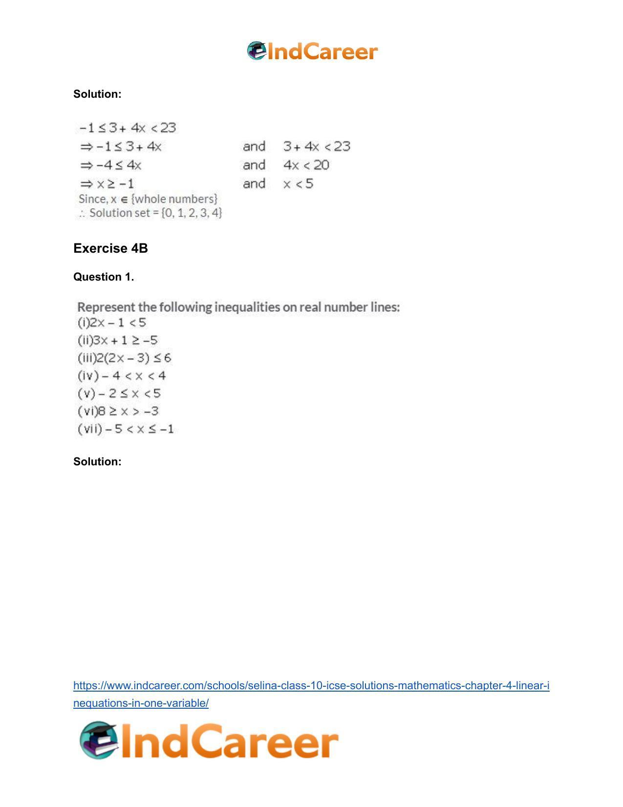 Selina Class 10 ICSE Solutions Mathematics : Chapter 4 - Linear Inequations (in one variable) - Page 12