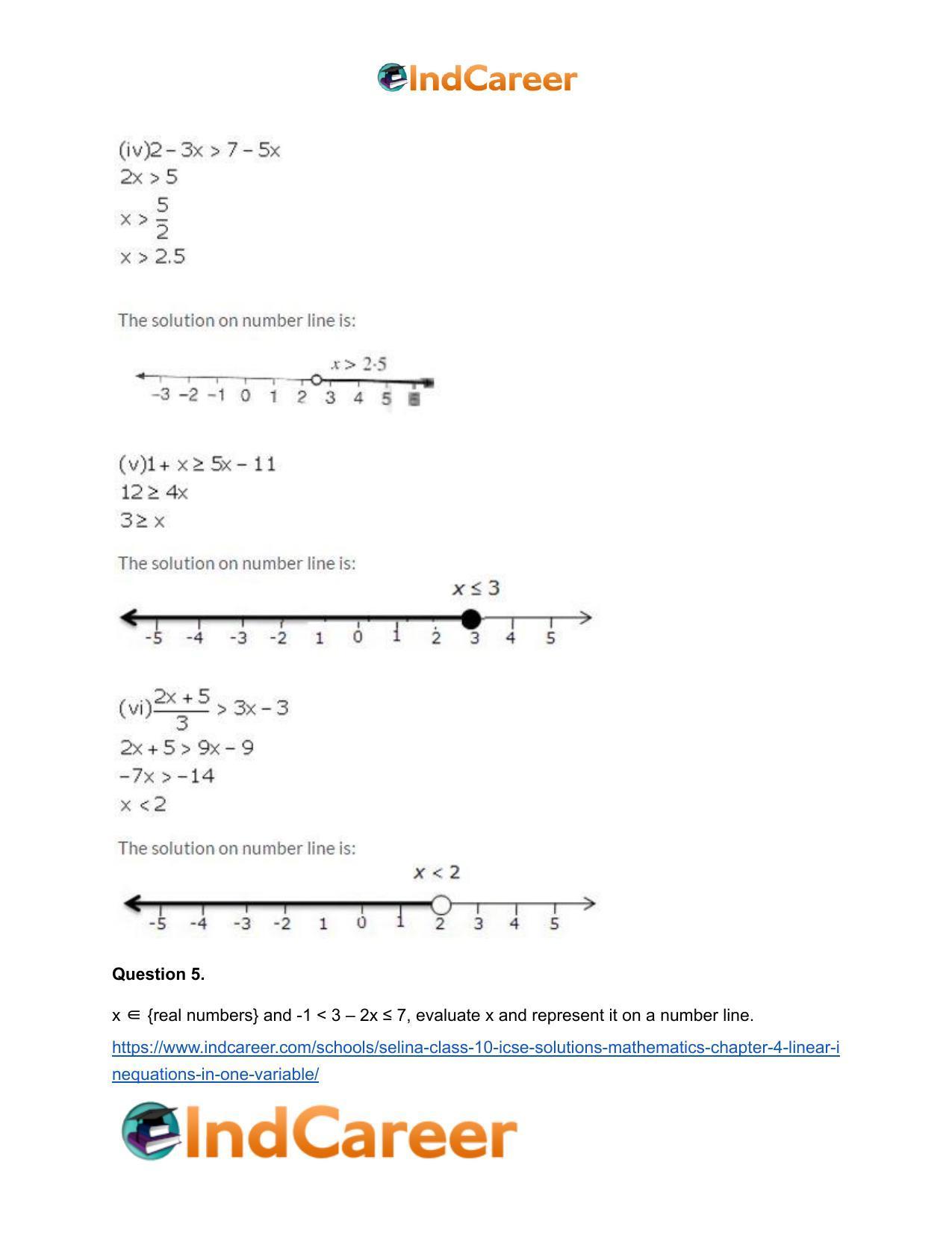 Selina Class 10 ICSE Solutions Mathematics : Chapter 4 - Linear Inequations (in one variable) - Page 18
