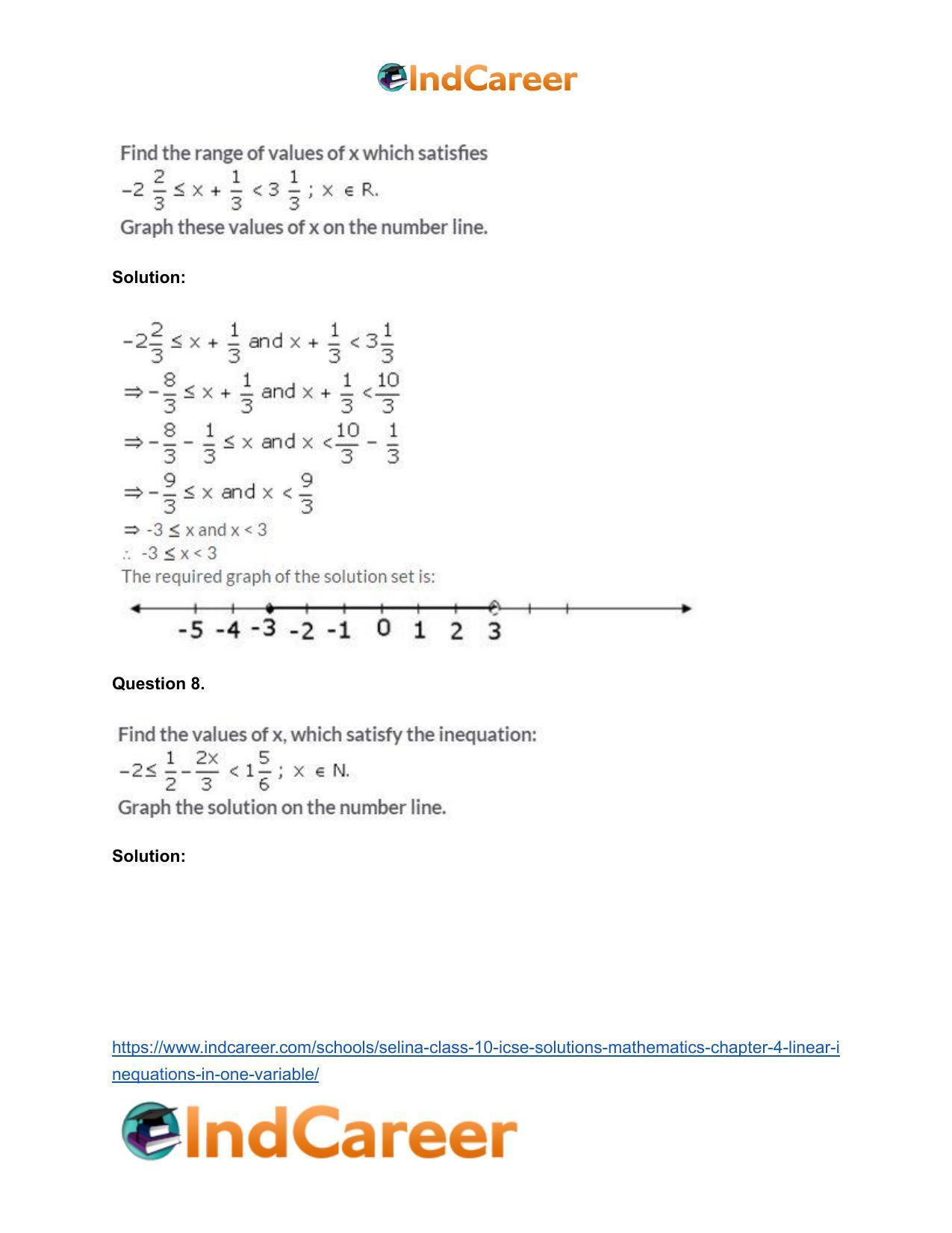 Selina Class 10 ICSE Solutions Mathematics : Chapter 4 - Linear Inequations (in one variable) - Page 20