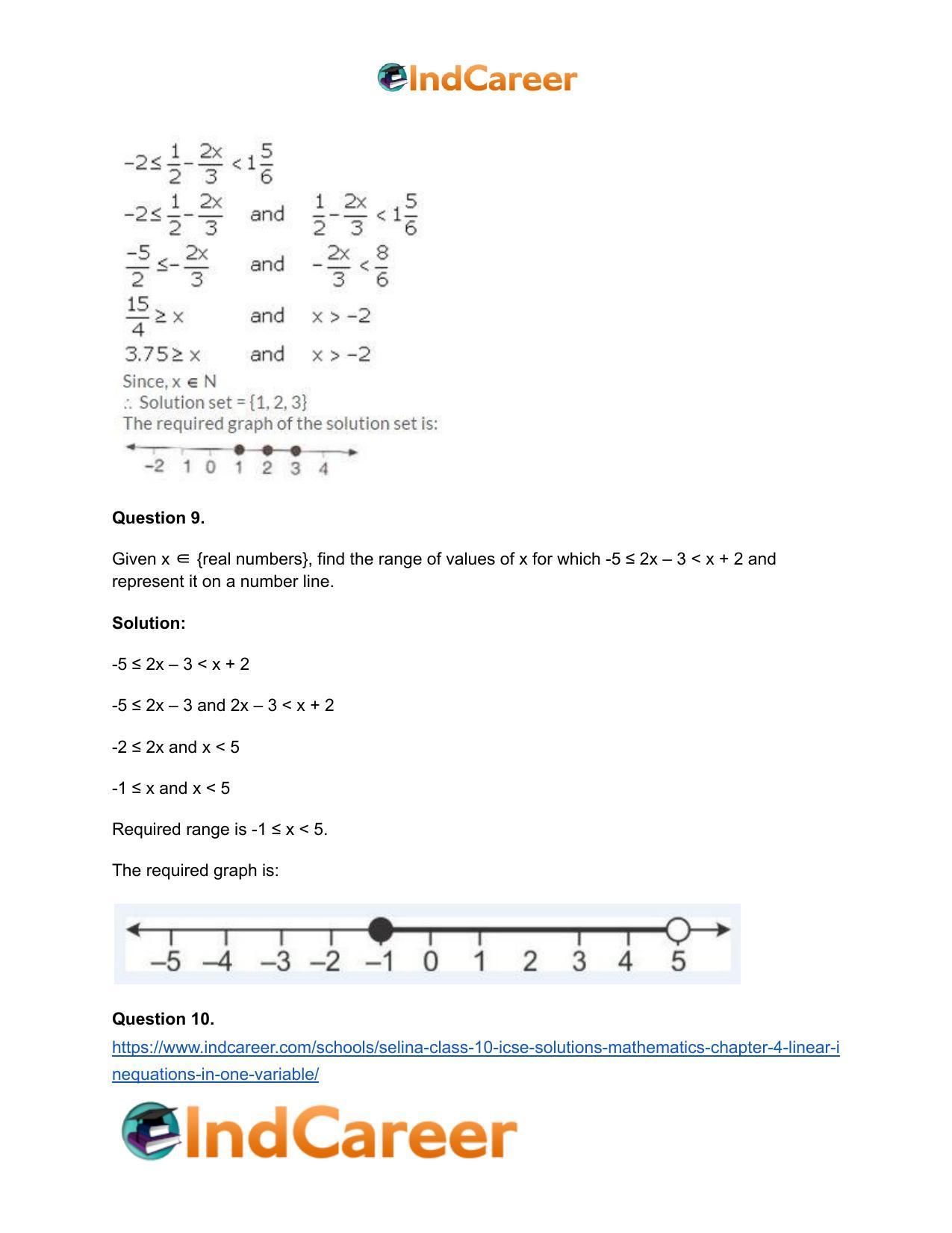 Selina Class 10 ICSE Solutions Mathematics : Chapter 4 - Linear Inequations (in one variable) - Page 21