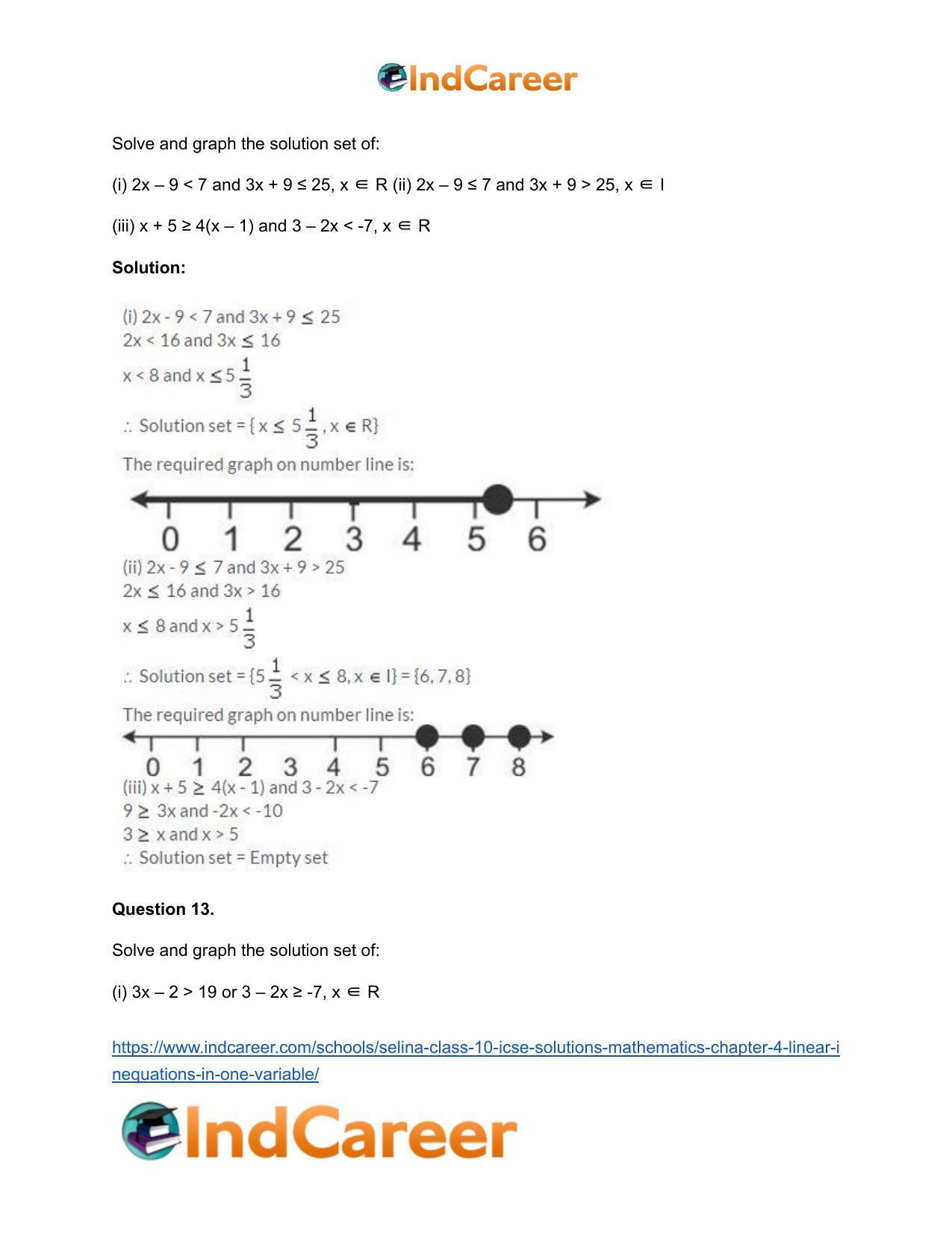 Selina Class 10 ICSE Solutions Mathematics : Chapter 4 - Linear Inequations (in one variable) - Page 23