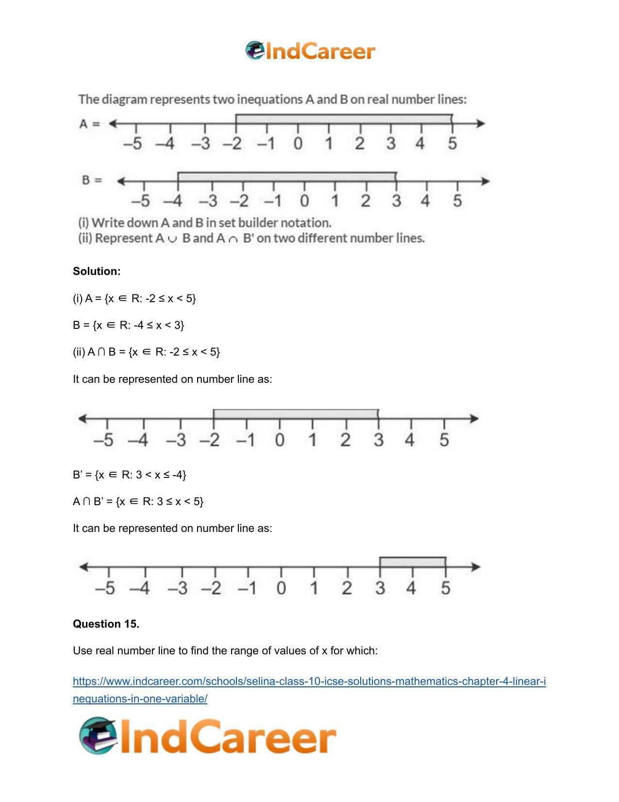 Selina Class 10 ICSE Solutions Mathematics : Chapter 4 - Linear Inequations (in one variable) - Page 25