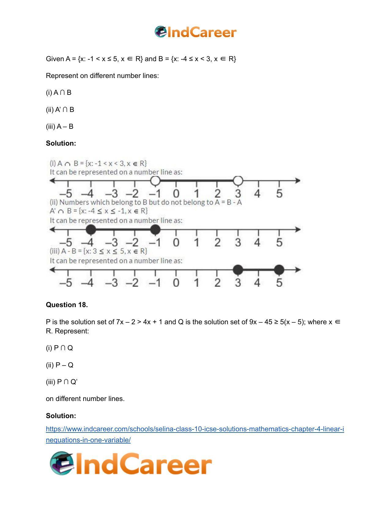 Selina Class 10 ICSE Solutions Mathematics : Chapter 4 - Linear Inequations (in one variable) - Page 28