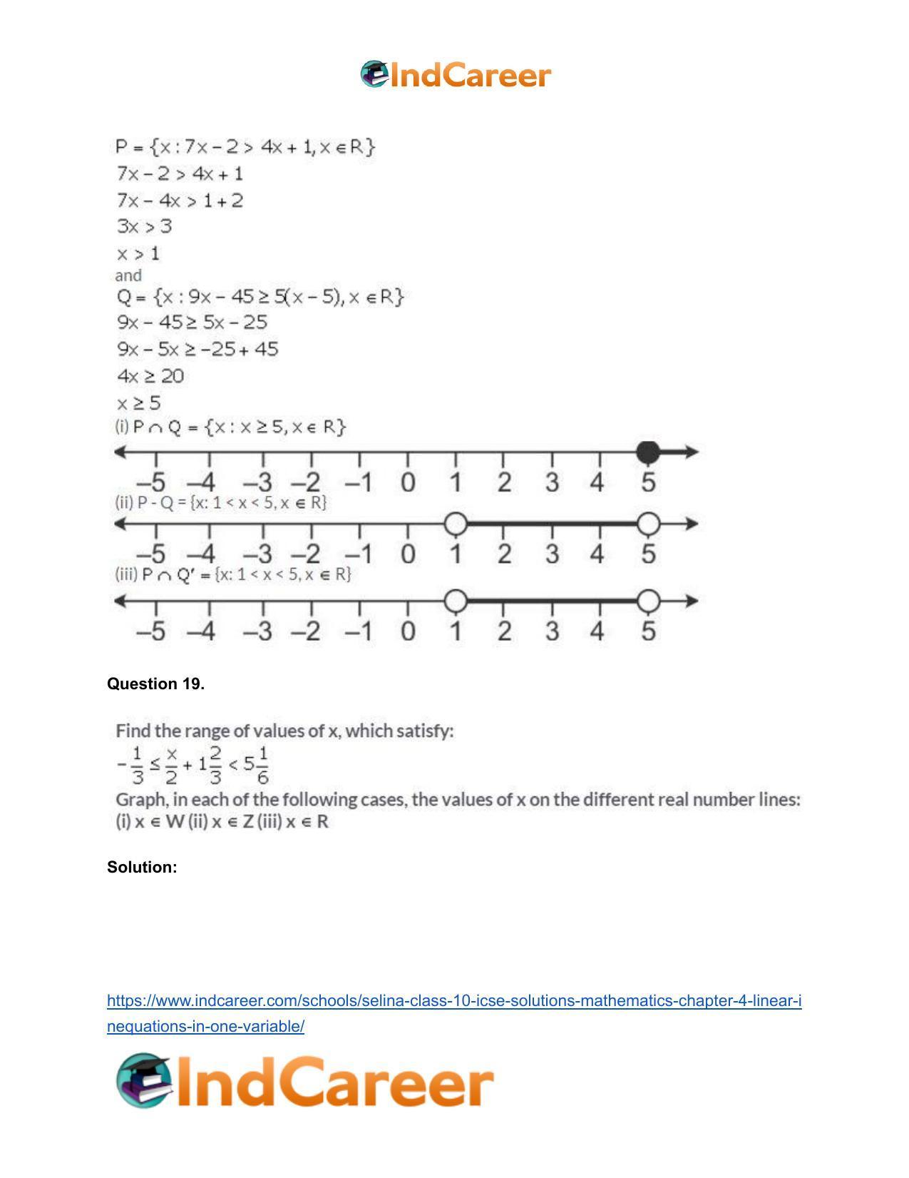 Selina Class 10 ICSE Solutions Mathematics : Chapter 4 - Linear Inequations (in one variable) - Page 29