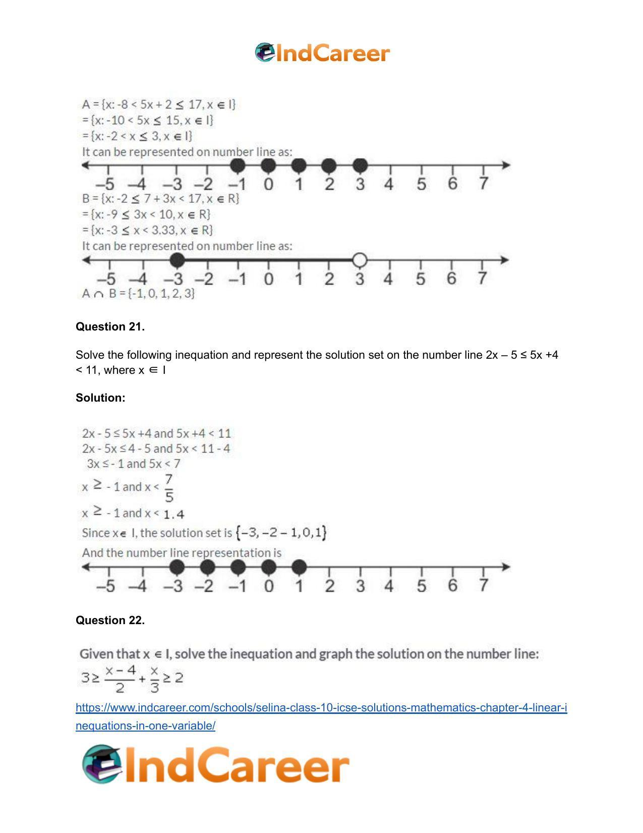 Selina Class 10 ICSE Solutions Mathematics : Chapter 4 - Linear Inequations (in one variable) - Page 31