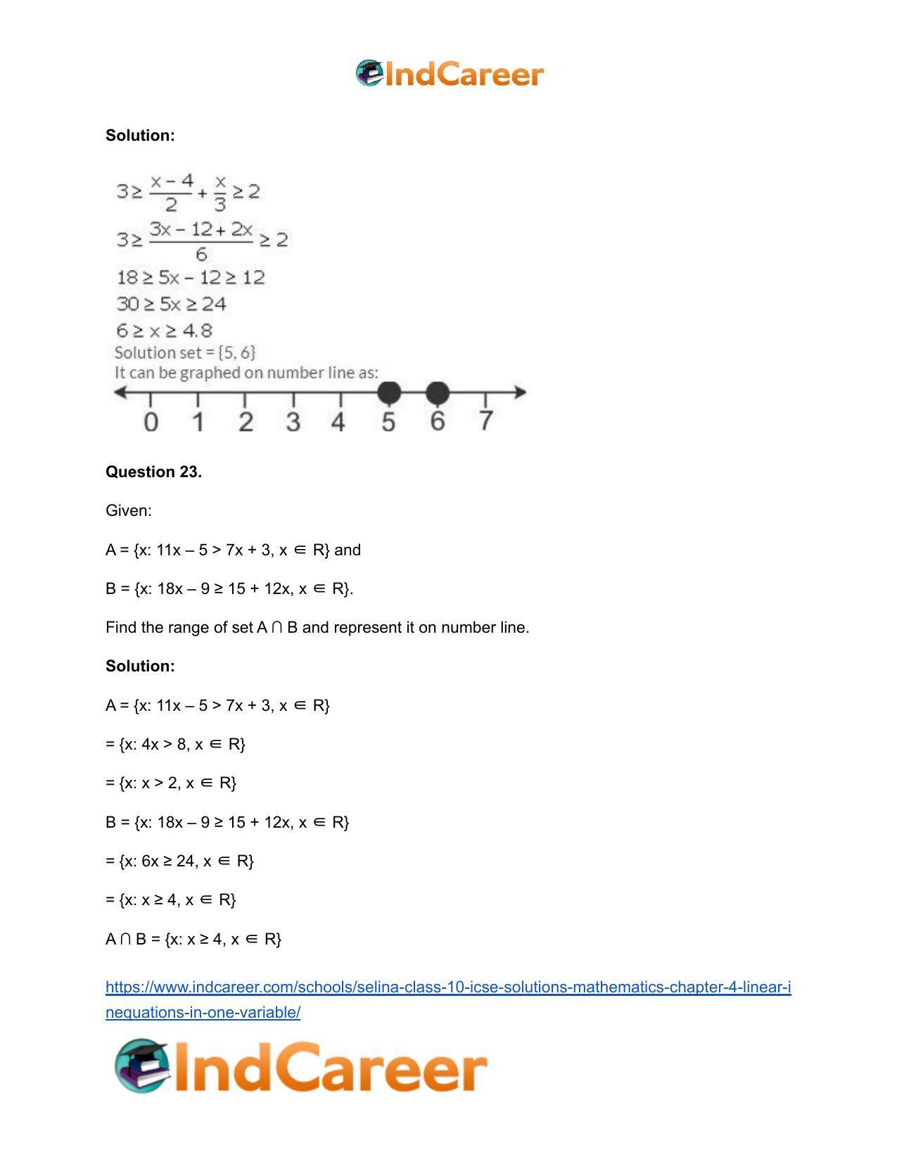 Selina Class 10 ICSE Solutions Mathematics : Chapter 4 - Linear Inequations (in one variable) - Page 32