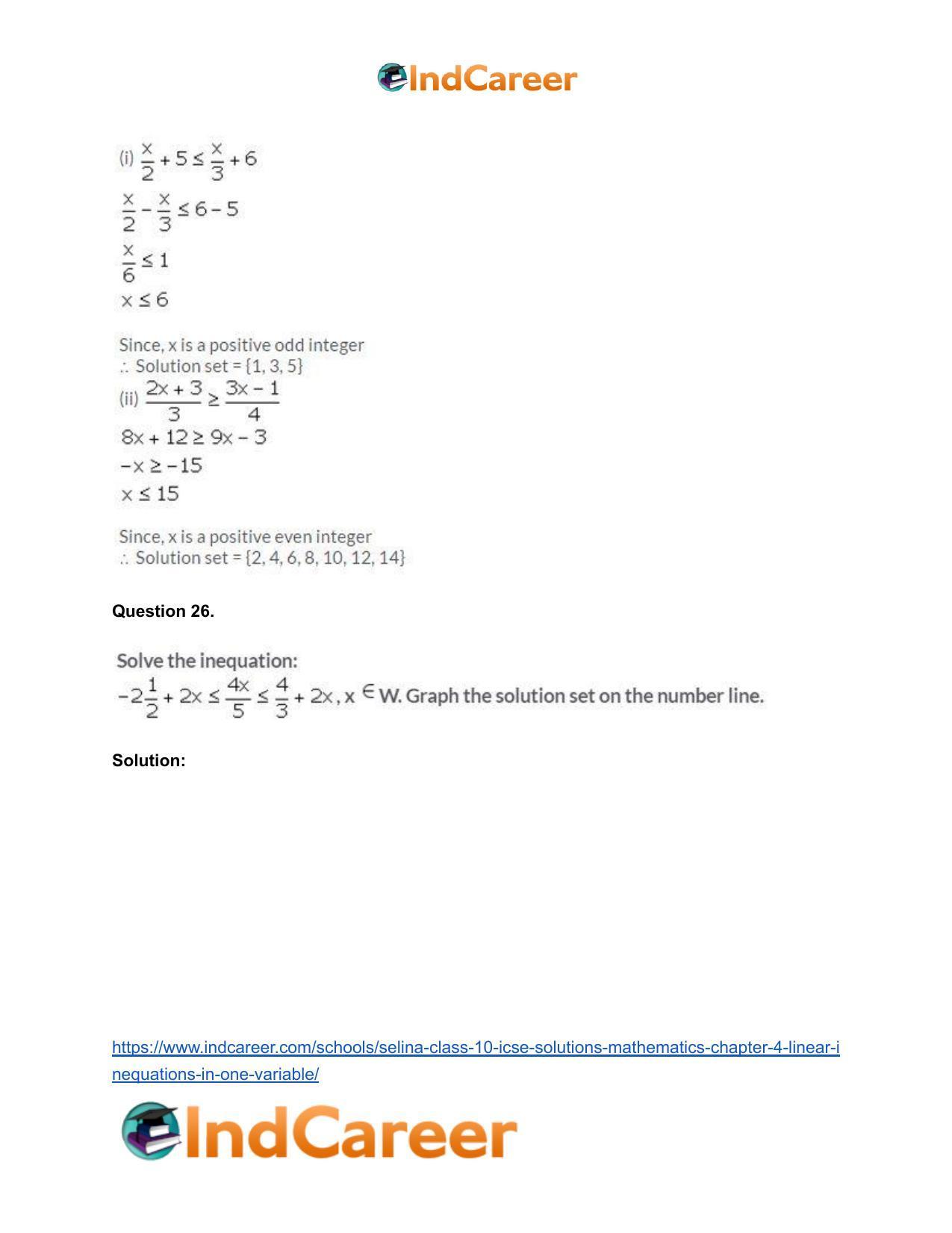 Selina Class 10 ICSE Solutions Mathematics : Chapter 4 - Linear Inequations (in one variable) - Page 34
