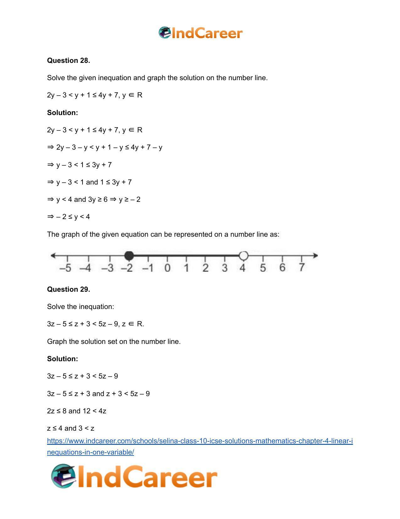 Selina Class 10 ICSE Solutions Mathematics : Chapter 4 - Linear Inequations (in one variable) - Page 36