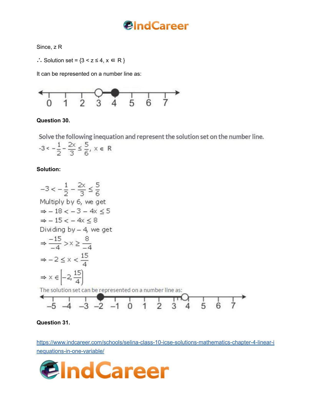 Selina Class 10 ICSE Solutions Mathematics : Chapter 4 - Linear Inequations (in one variable) - Page 37