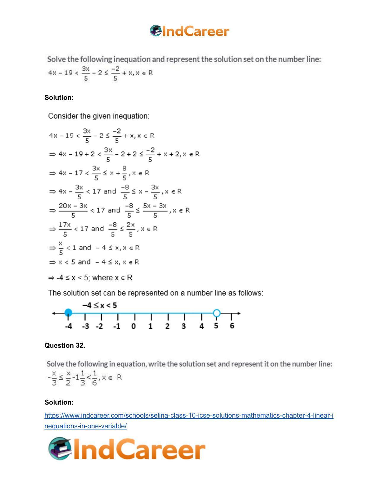 Selina Class 10 ICSE Solutions Mathematics : Chapter 4 - Linear Inequations (in one variable) - Page 38
