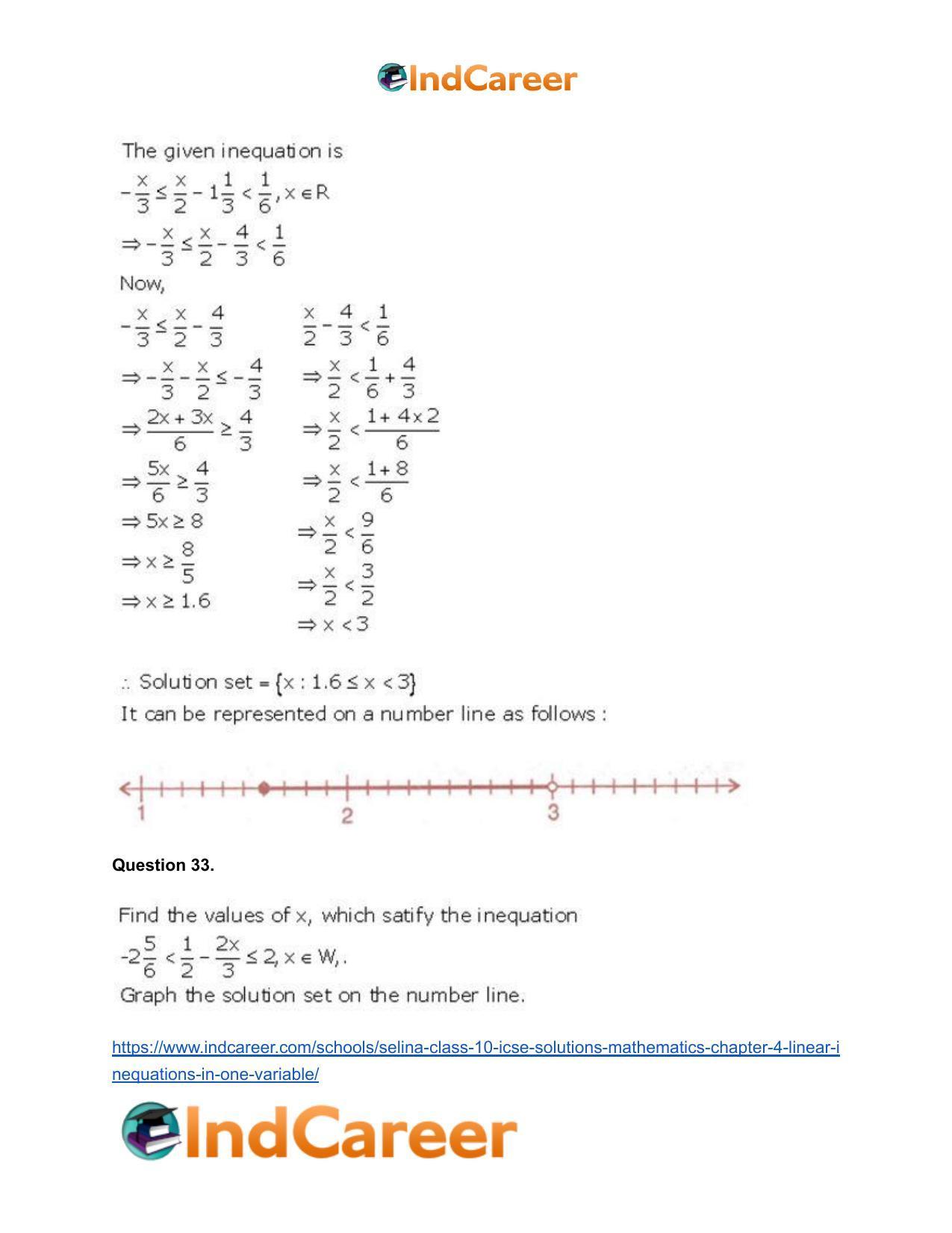 Selina Class 10 ICSE Solutions Mathematics : Chapter 4 - Linear Inequations (in one variable) - Page 39