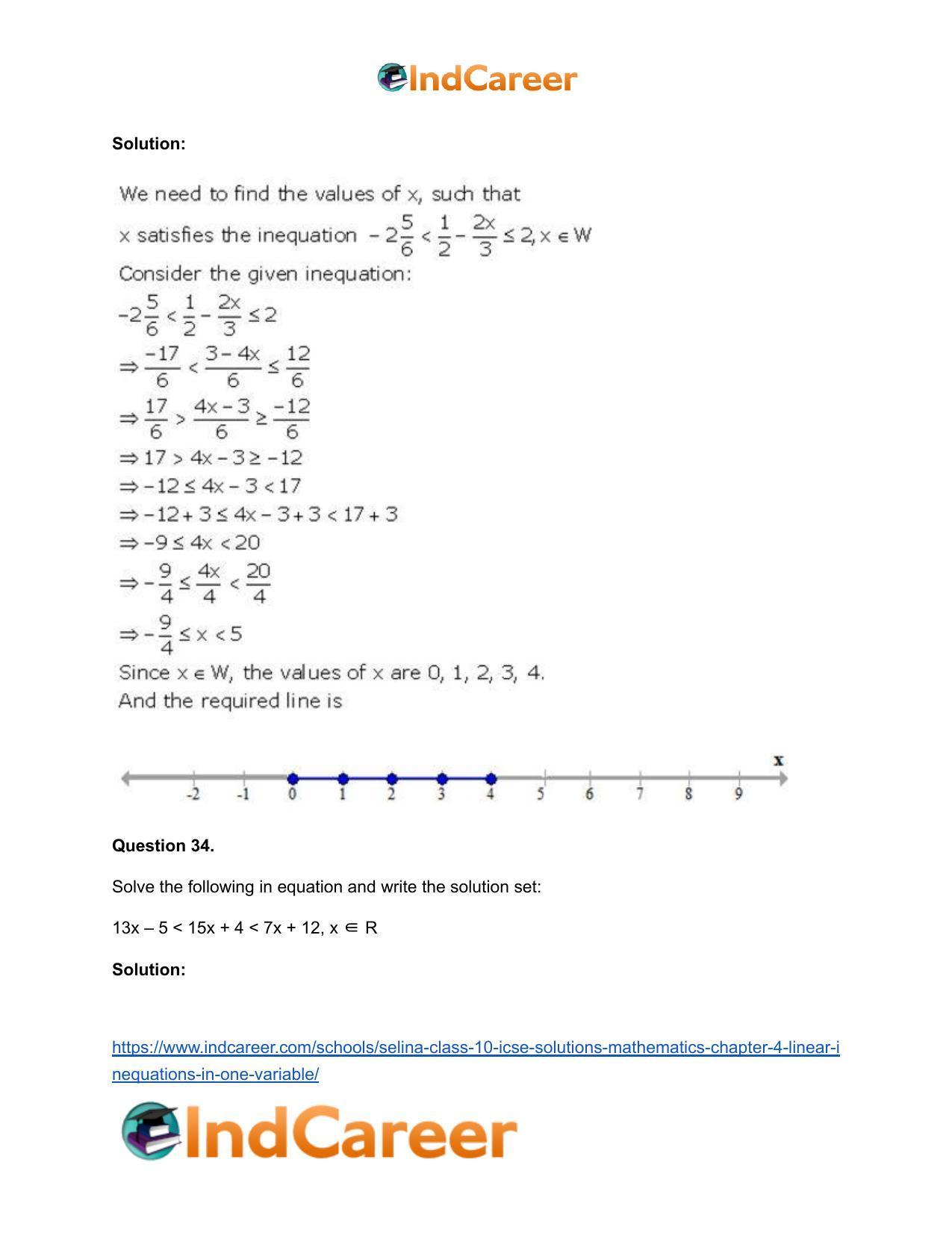 Selina Class 10 ICSE Solutions Mathematics : Chapter 4 - Linear Inequations (in one variable) - Page 40