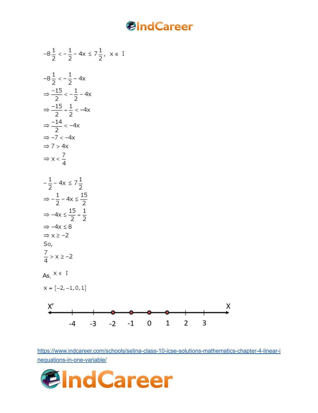 Selina Class 10 ICSE Solutions Mathematics : Chapter 4 - Linear Inequations (in one variable) - Page 43