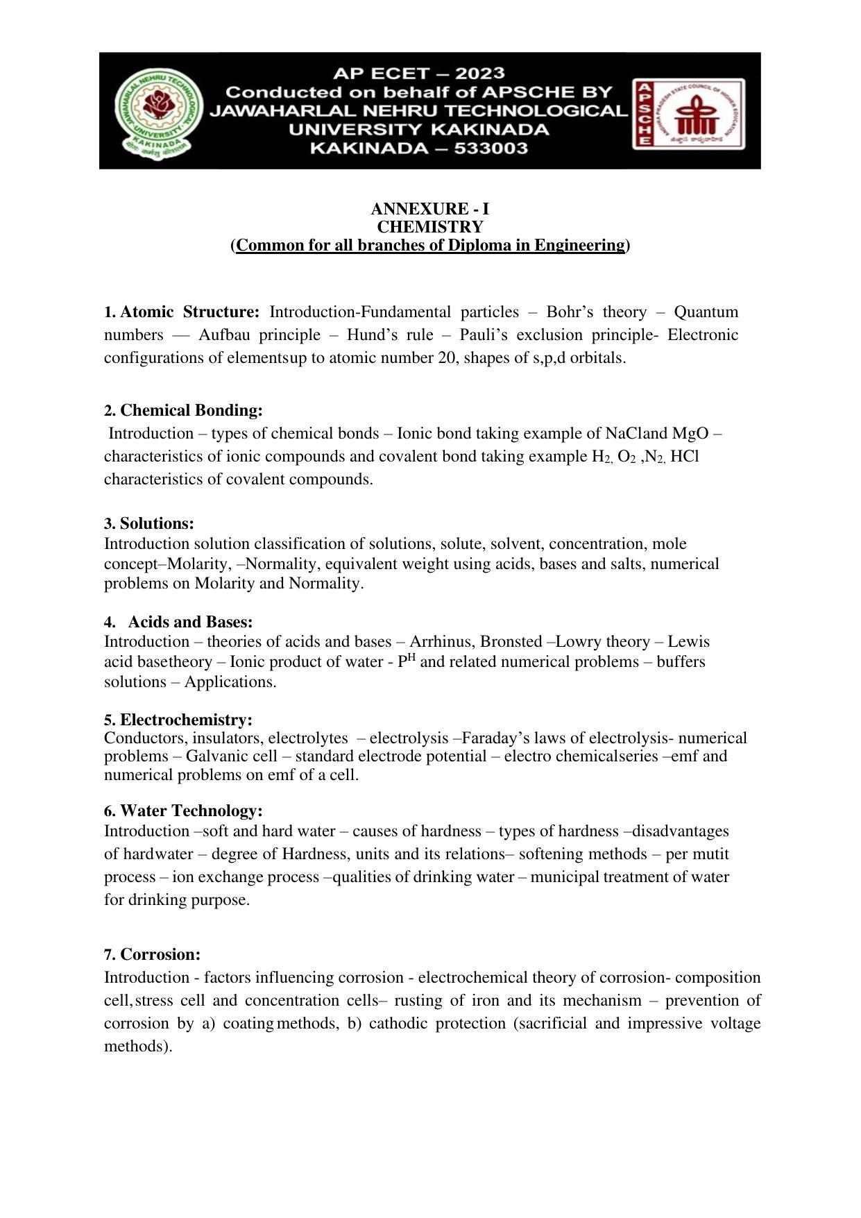 AP ECET CHEMISTRY Syllabus - Page 1