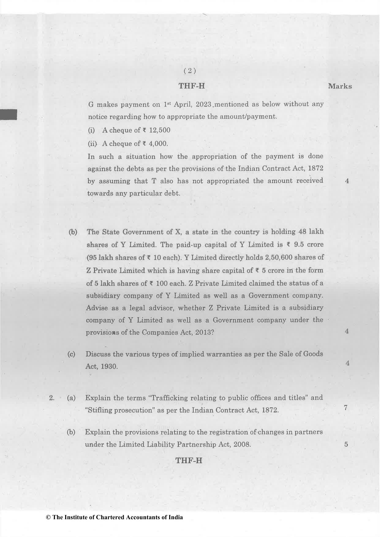 CA Foundation December 2023 Question Paper - Paper 2 (Business Laws and Business Correspondence and Reporting) - Page 2