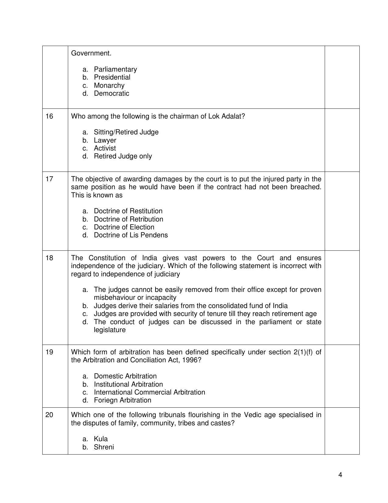 CBSE Class 12th Legal Studies Sample Question Paper 2021-22 - Page 4