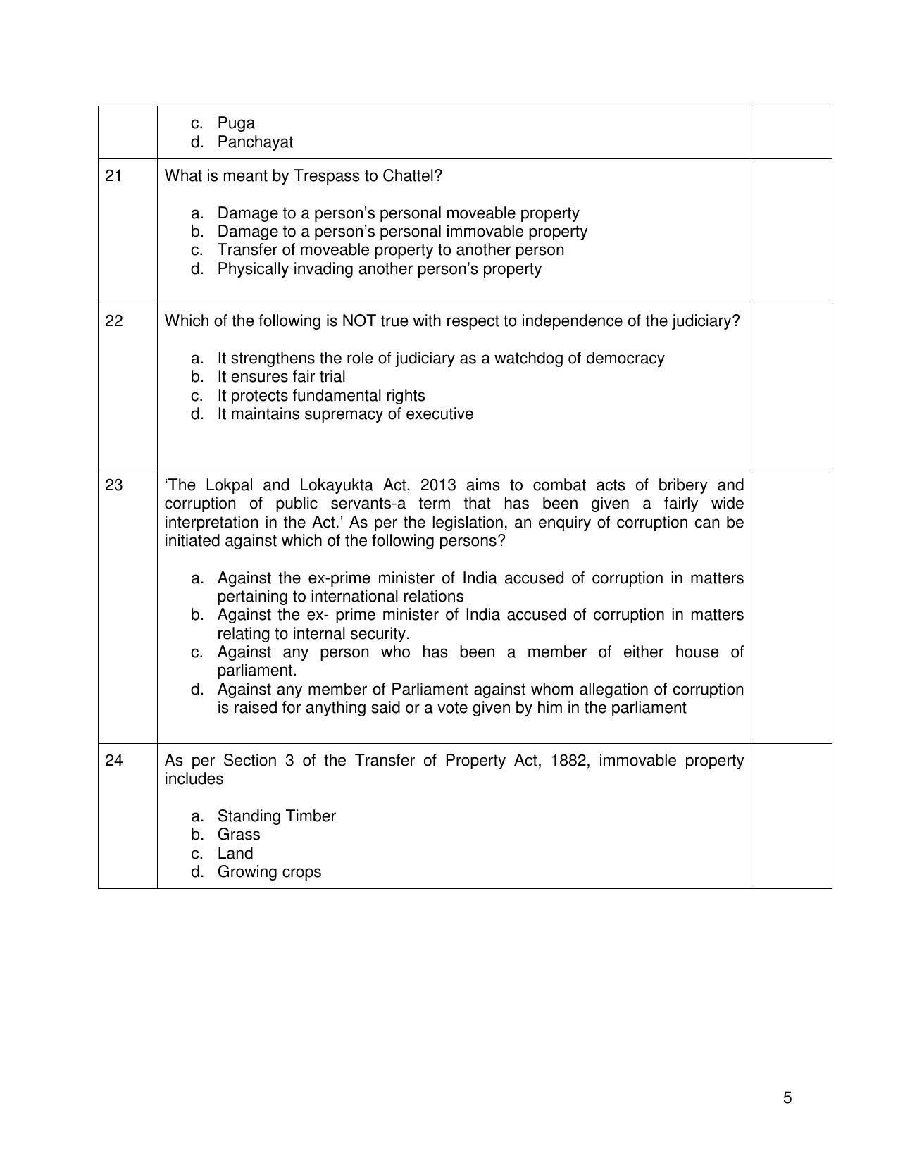 CBSE Class 12th Legal Studies Sample Question Paper 2021-22 - Page 5