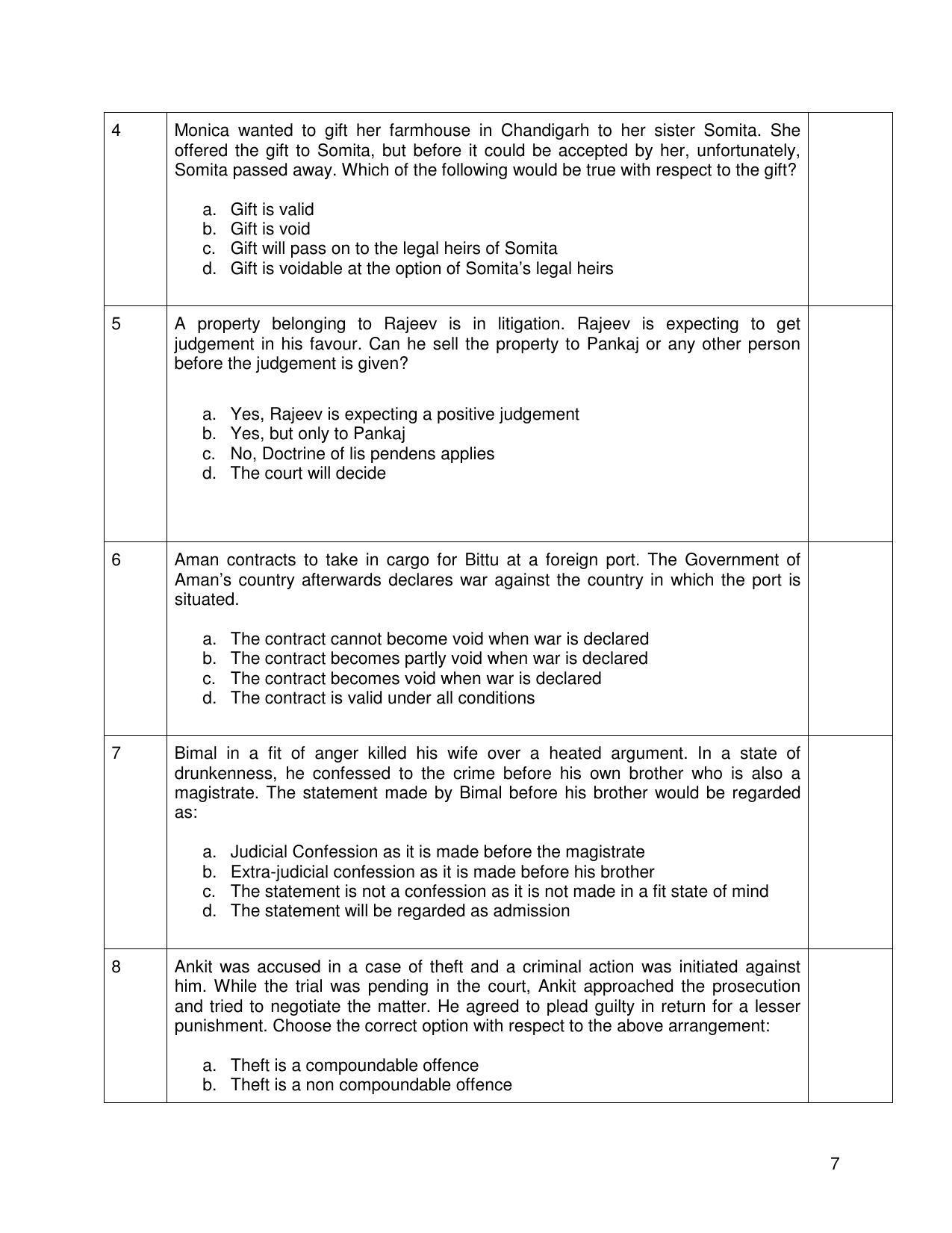 CBSE Class 12th Legal Studies Sample Question Paper 2021-22 - Page 7