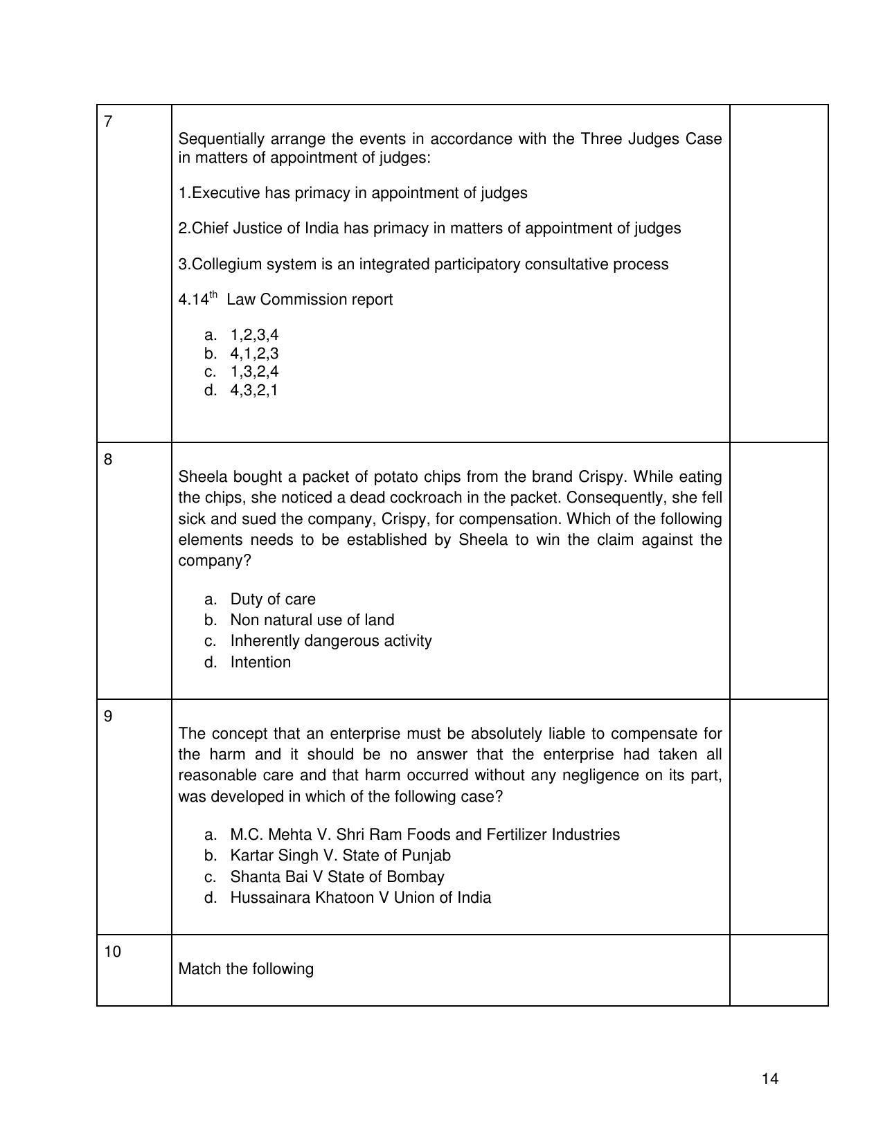 CBSE Class 12th Legal Studies Sample Question Paper 2021-22 - Page 14