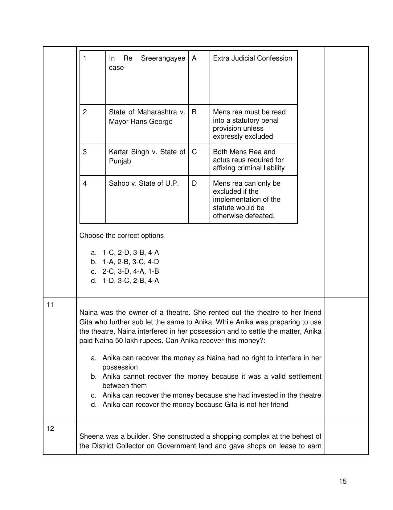 CBSE Class 12th Legal Studies Sample Question Paper 2021-22 - Page 15