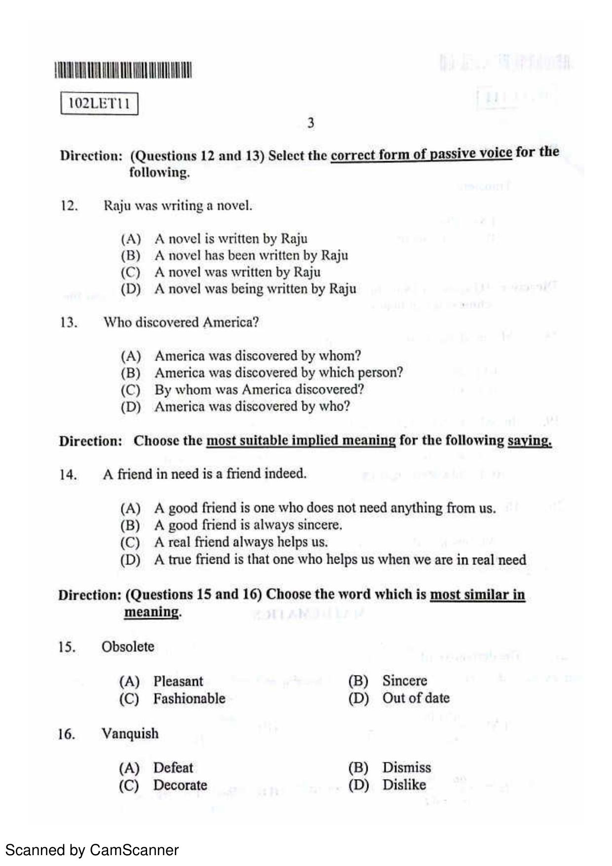 CUSAT CAT 2011 Lateral Entry Question Paper - Page 4