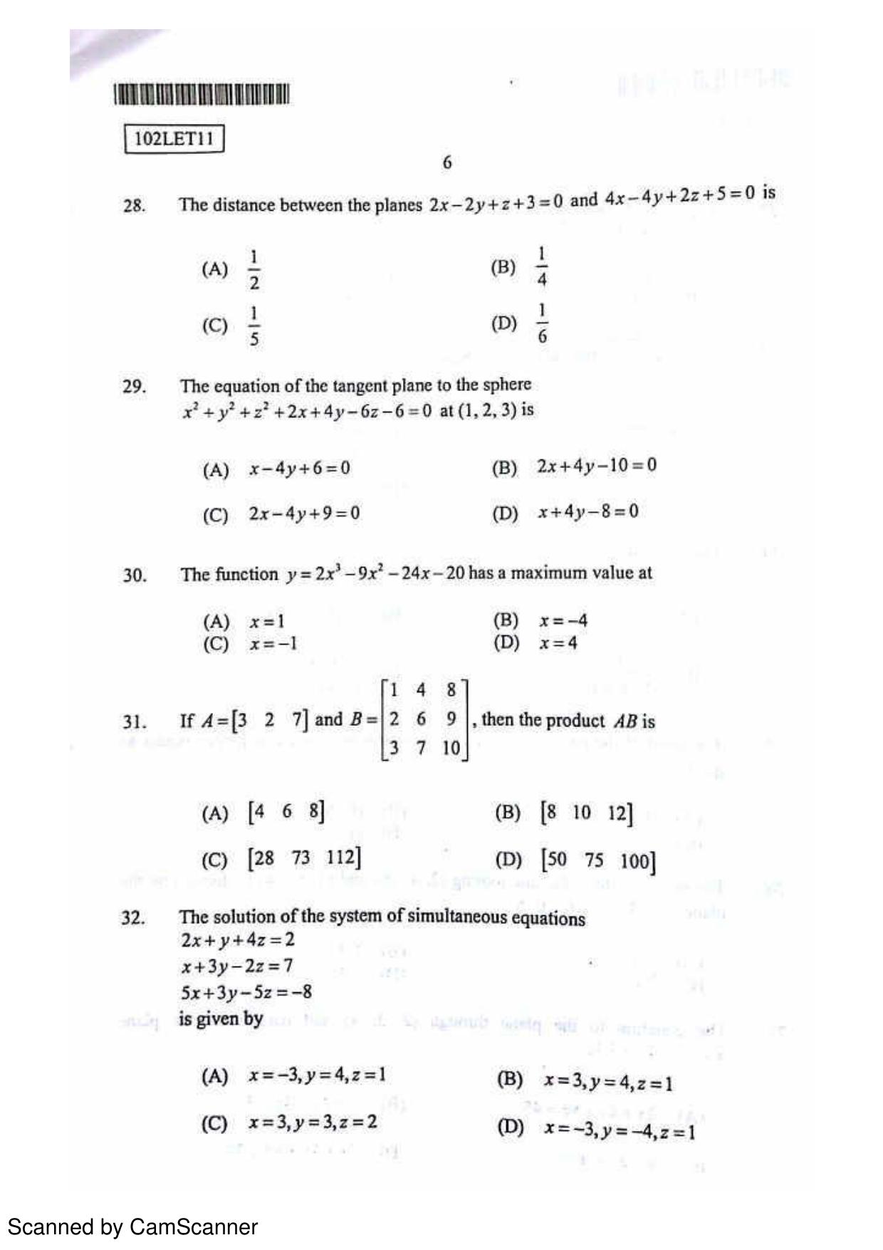 CUSAT CAT 2011 Lateral Entry Question Paper - Page 7