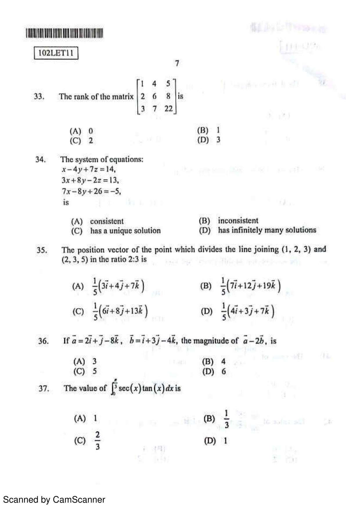 CUSAT CAT 2011 Lateral Entry Question Paper - Page 8