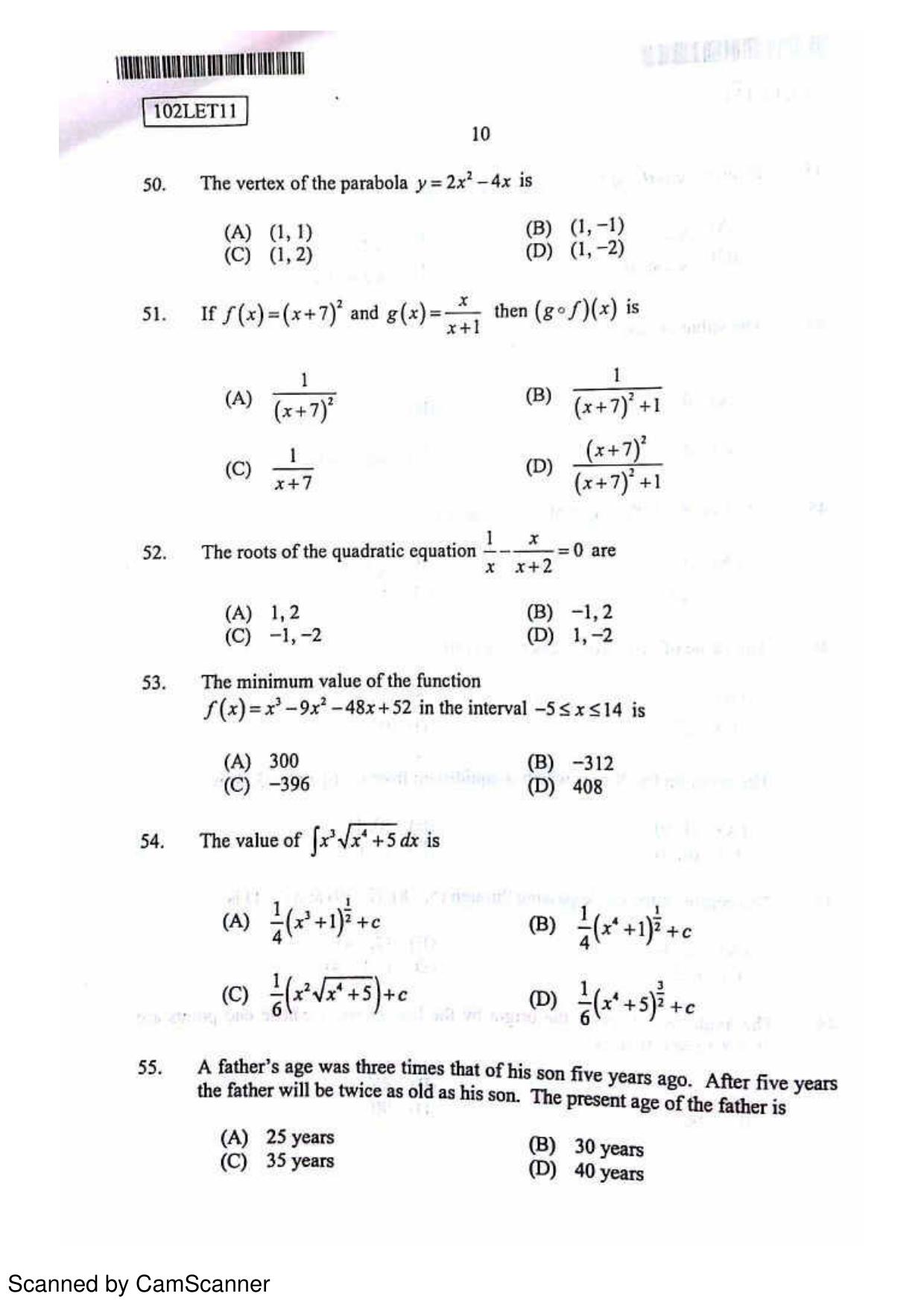 CUSAT CAT 2011 Lateral Entry Question Paper - Page 11