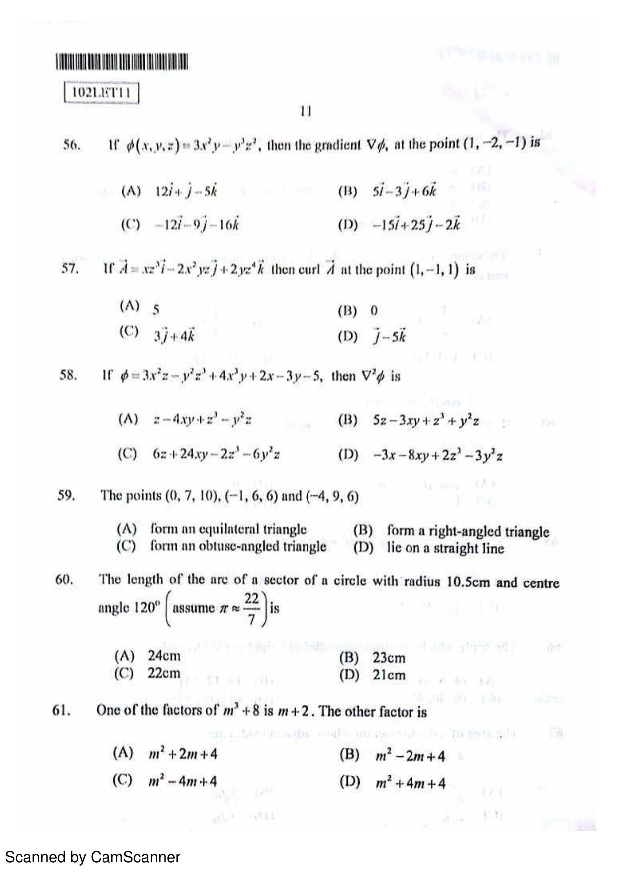 CUSAT CAT 2011 Lateral Entry Question Paper - Page 12