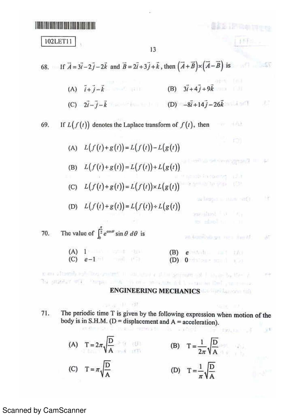 CUSAT CAT 2011 Lateral Entry Question Paper - Page 14