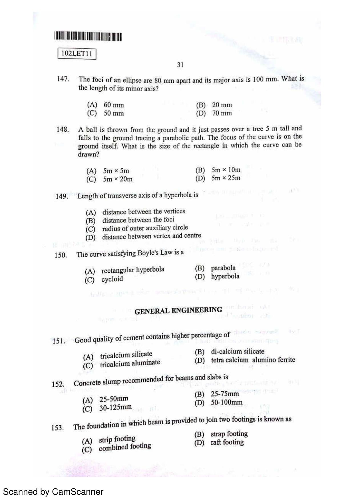 CUSAT CAT 2011 Lateral Entry Question Paper - Page 32