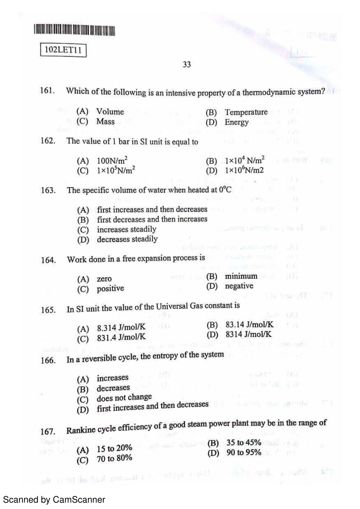 CUSAT CAT 2011 Lateral Entry Question Paper - Page 34
