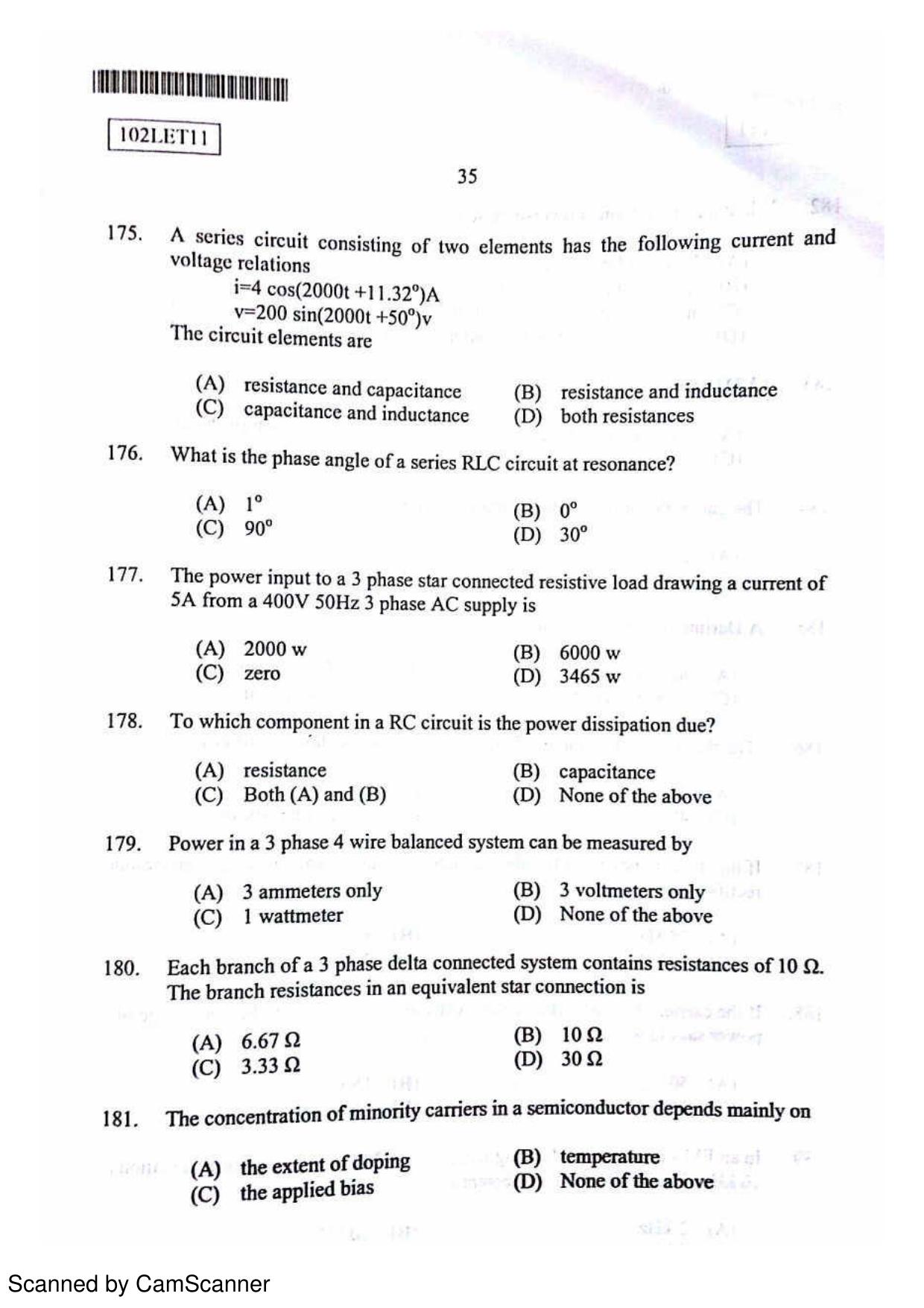 CUSAT CAT 2011 Lateral Entry Question Paper - Page 36