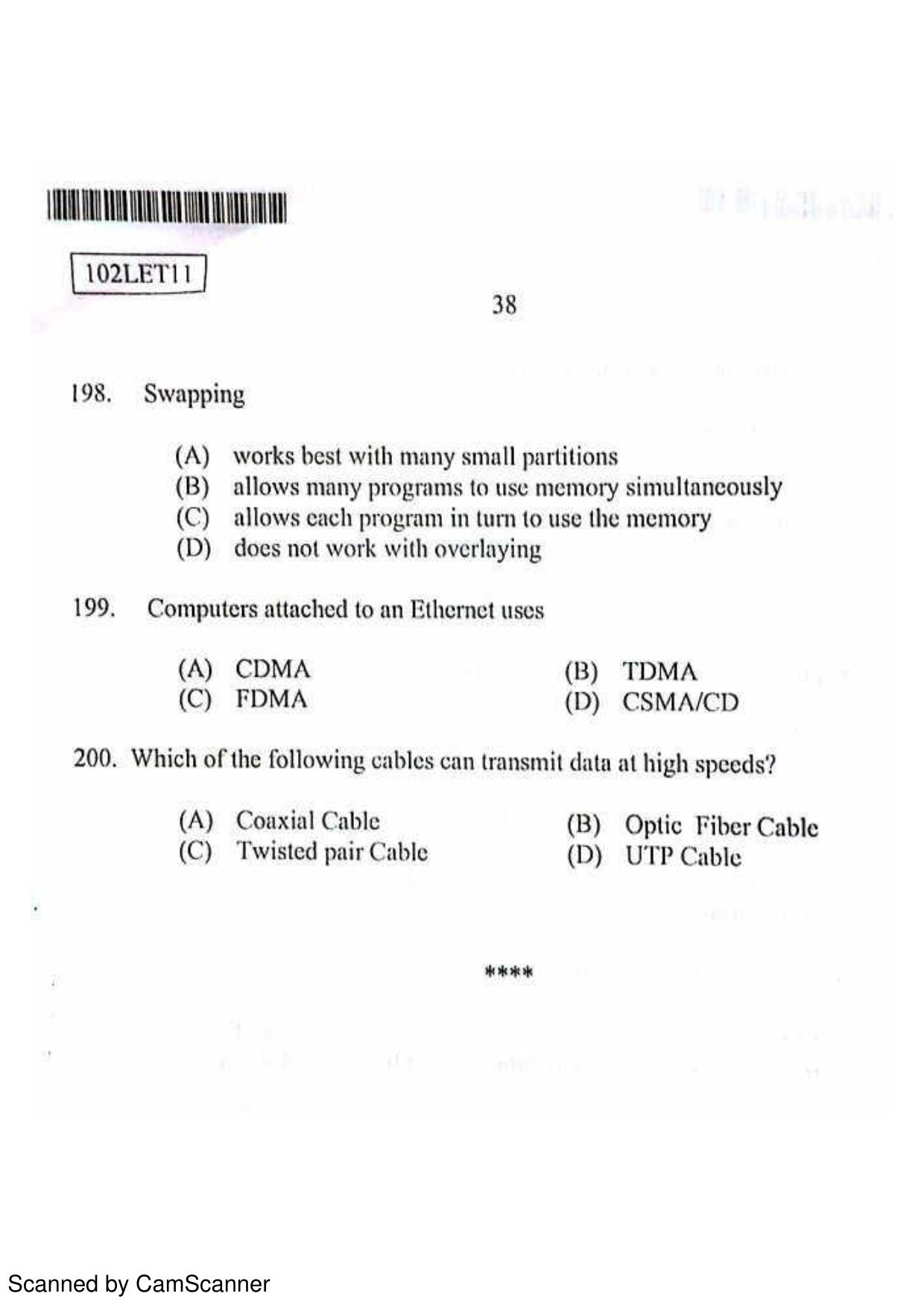 CUSAT CAT 2011 Lateral Entry Question Paper - Page 39