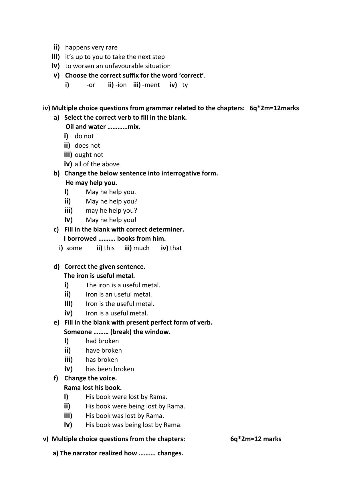 PSEB Class 8th English (DA Students) Model Paper 2025 - Page 3