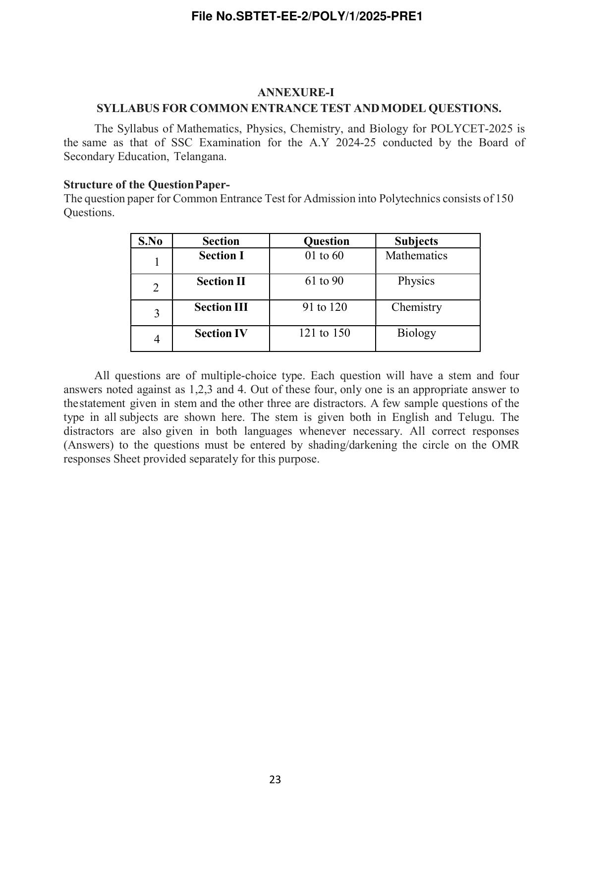 TS POLYCET Syllabus 2025 - Page 24