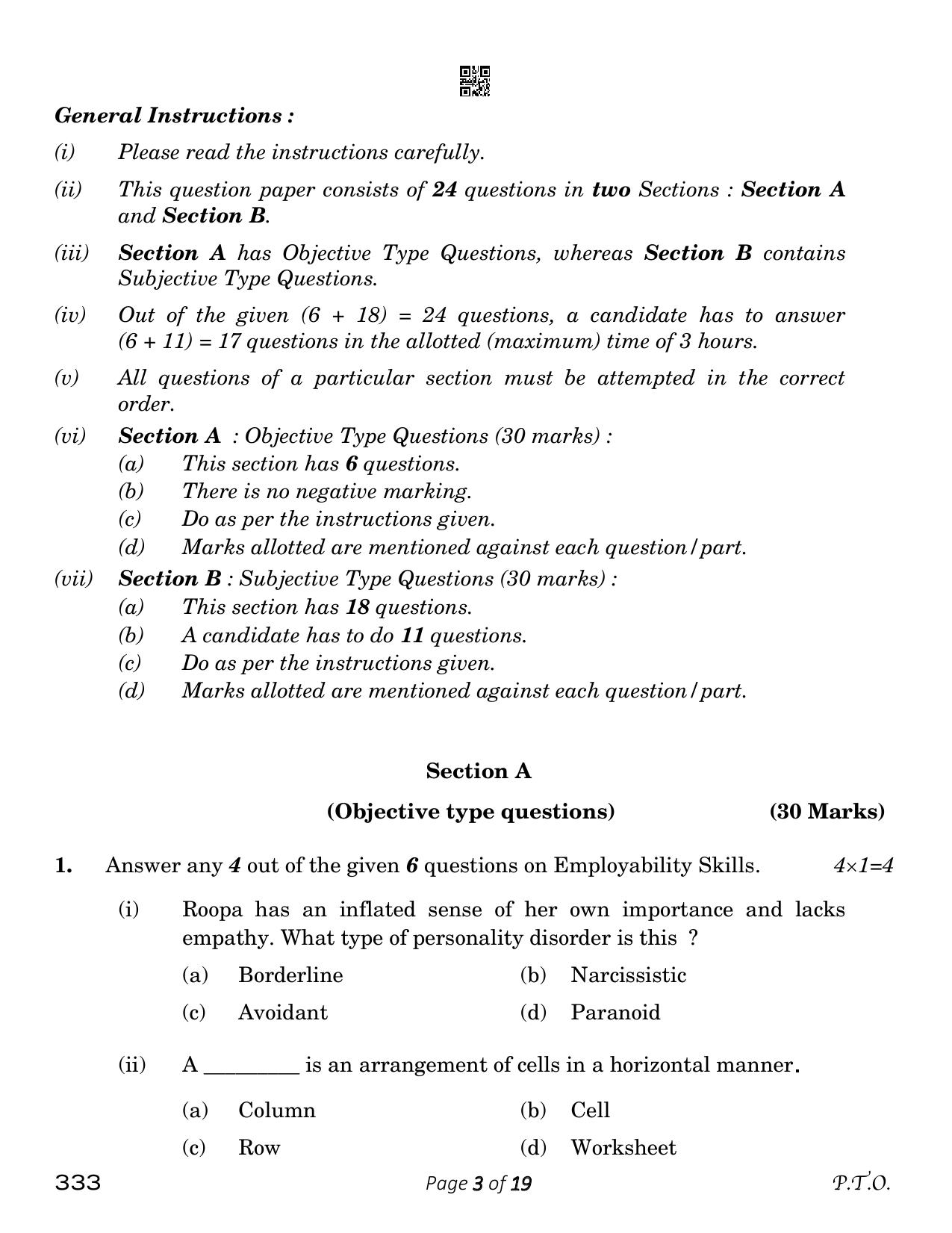CBSE Class 12 food Production (Compartment) 2023 Question Paper - Page 3
