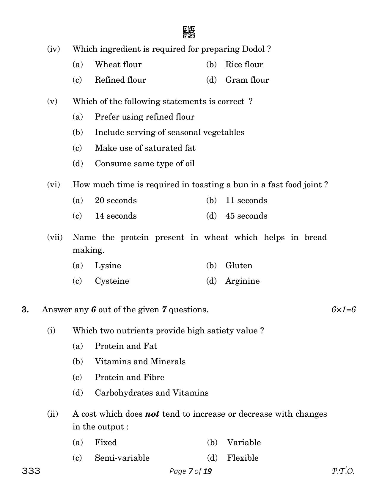 CBSE Class 12 food Production (Compartment) 2023 Question Paper - Page 7