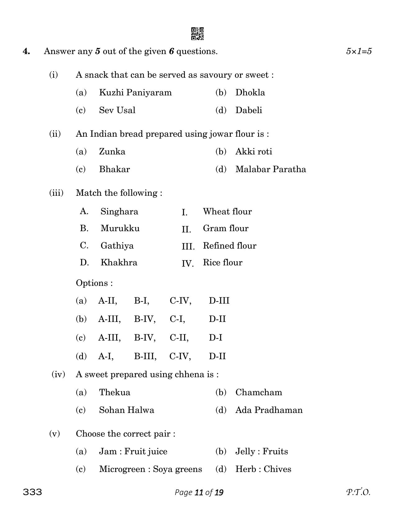 CBSE Class 12 food Production (Compartment) 2023 Question Paper - Page 11