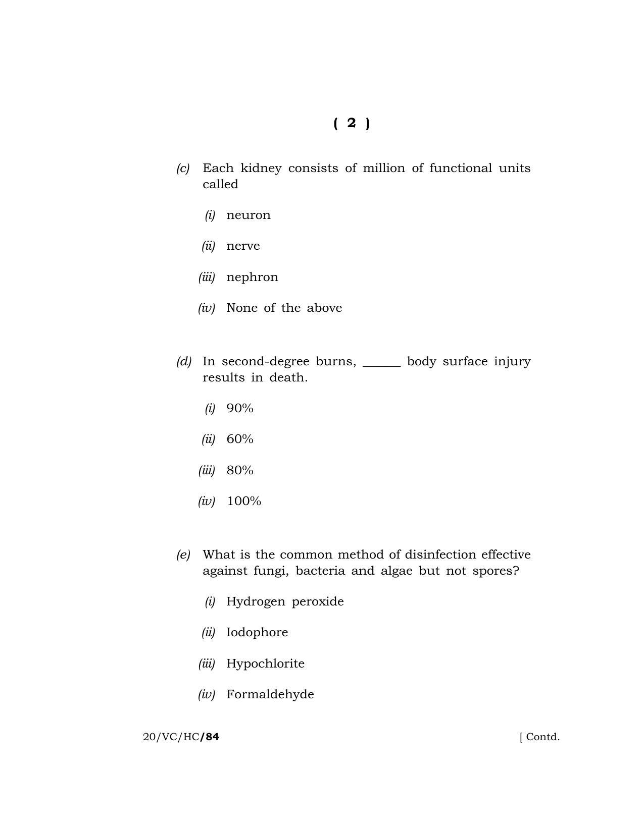 Meghalaya Board (MBOSE) Class 10 HEALTHCARE ( Vocational Course ) 2020 Question Paper - Page 2