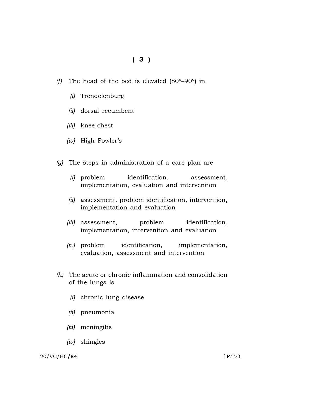 Meghalaya Board (MBOSE) Class 10 HEALTHCARE ( Vocational Course ) 2020 Question Paper - Page 3