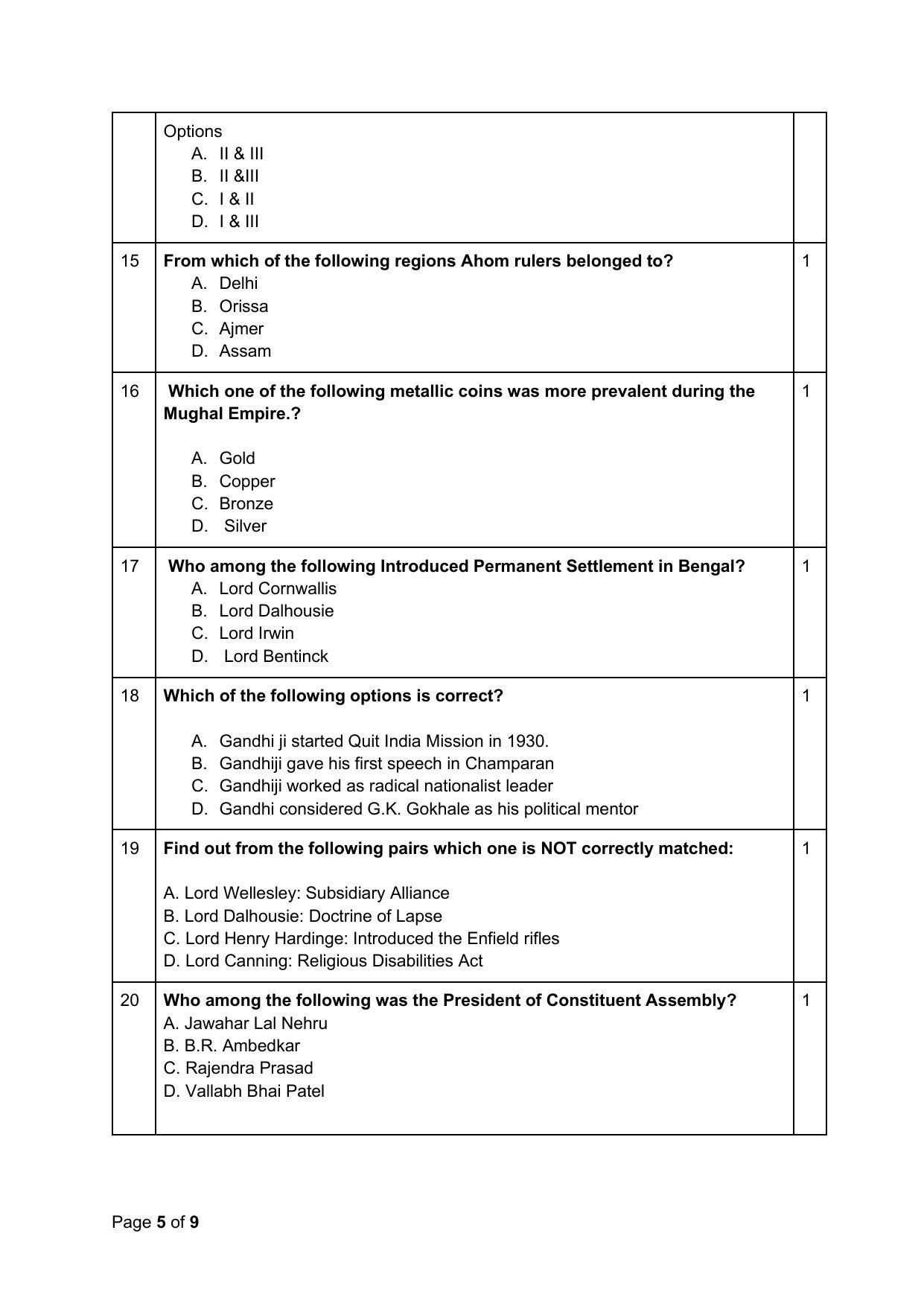 CBSE Class 12 History Sample Paper 2023 - Page 5