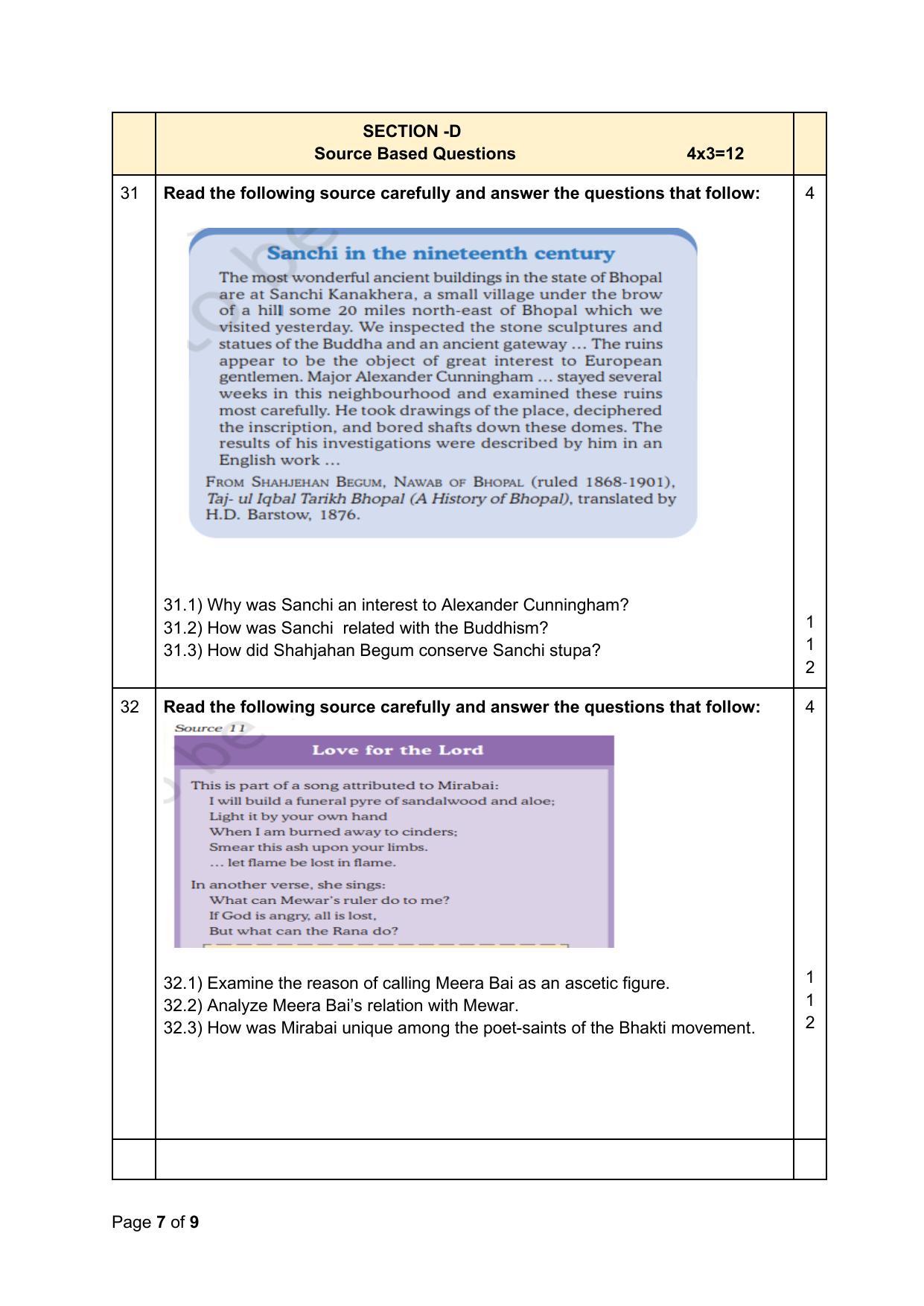 CBSE Class 12 History Sample Paper 2023 - Page 7