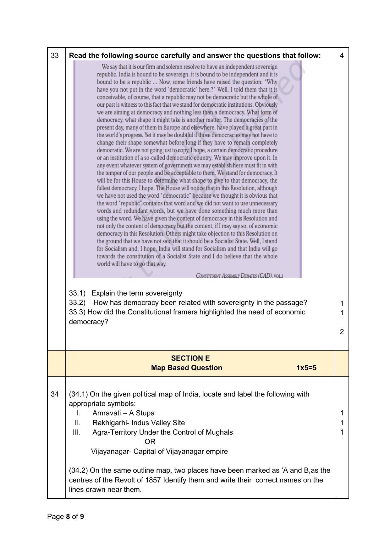 CBSE Class 12 History Sample Paper 2023 - Page 8