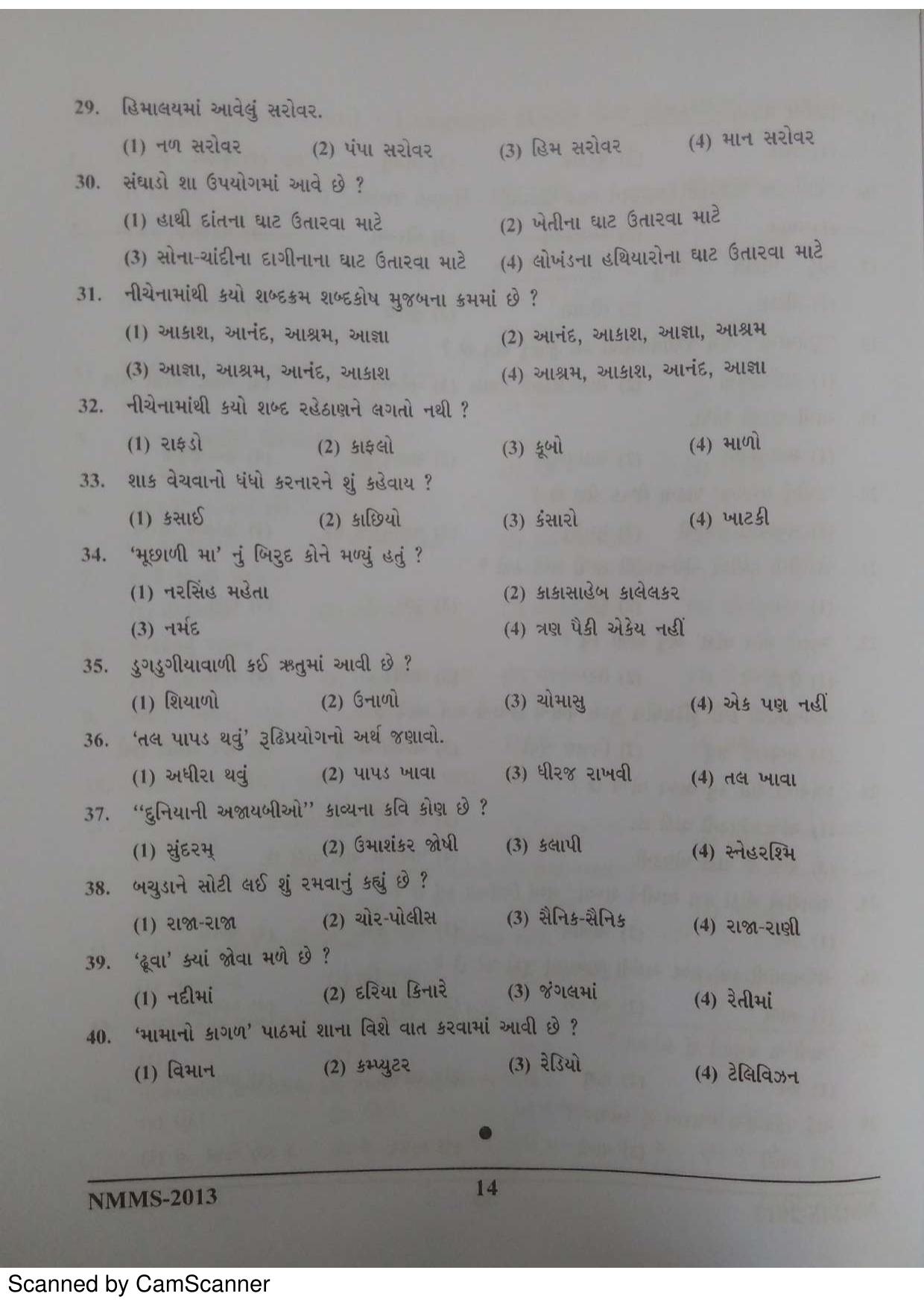 Gujarat NMMS 2013 Question Paper - Page 14