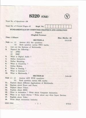 AP Inter 1st Year Fundamentals of Computer Graphics and Animation-I (Old) March-2019-Vocational Question Paper