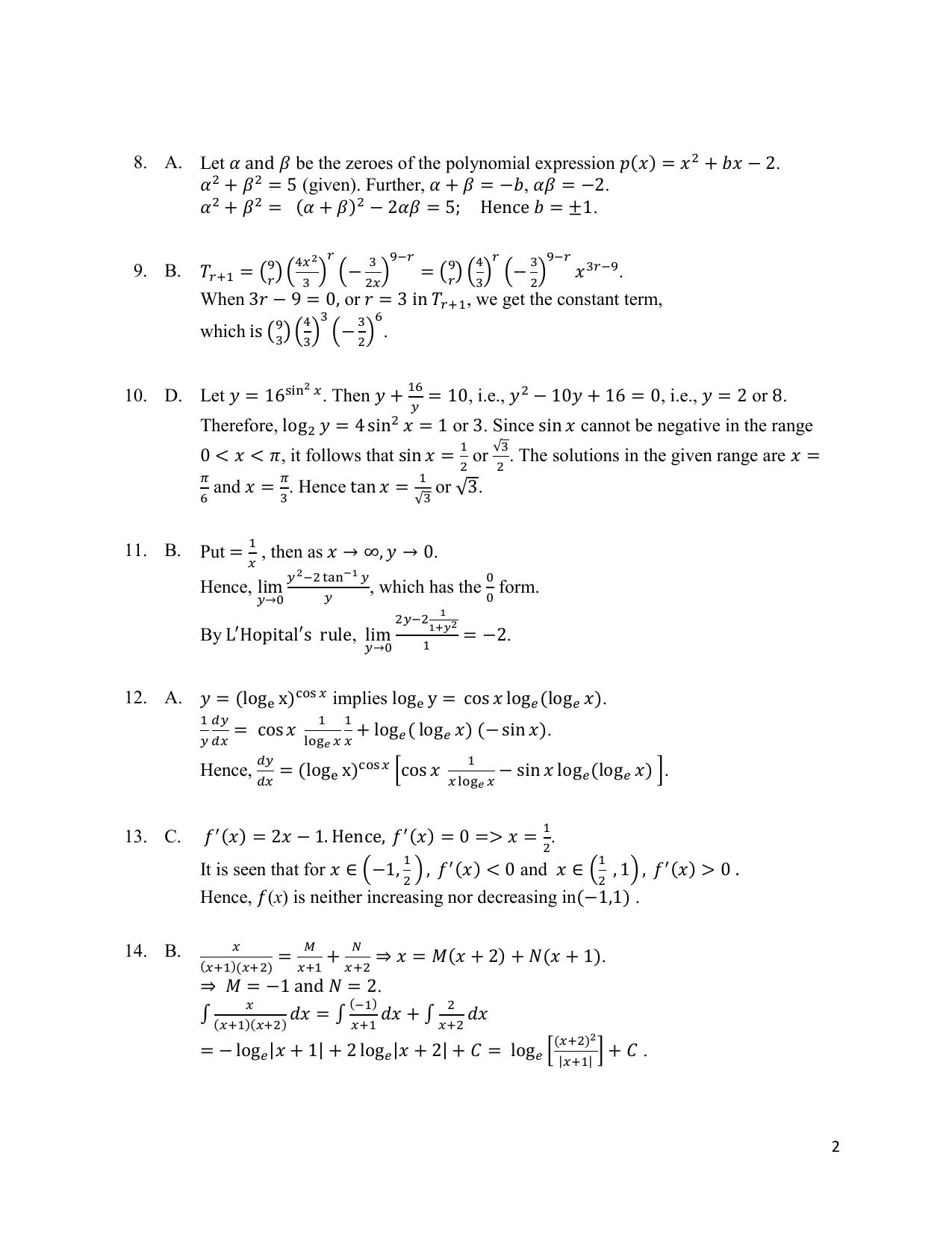 ACET January 2021 Solution - Page 2