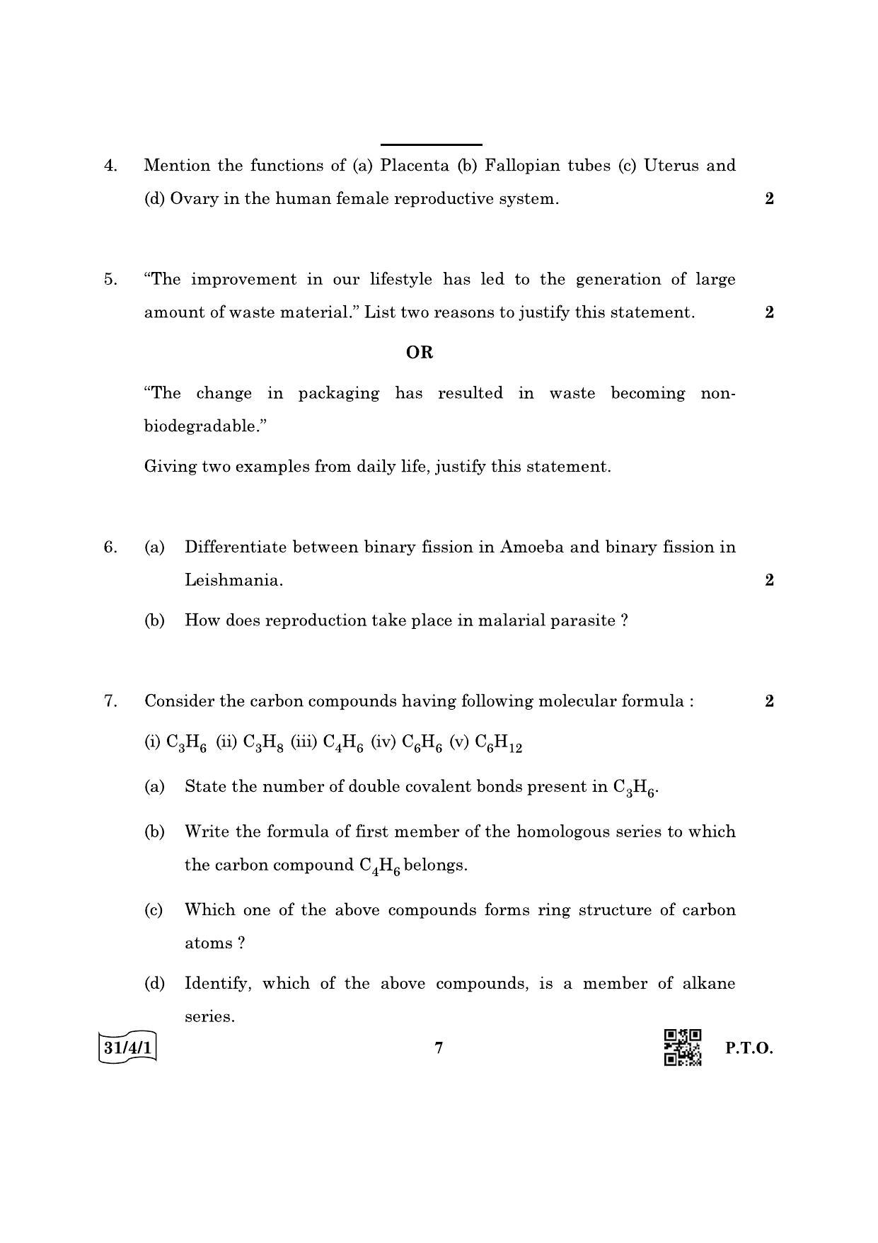 CBSE Class 10 31-4-1 Science 2022 Question Paper - Page 7